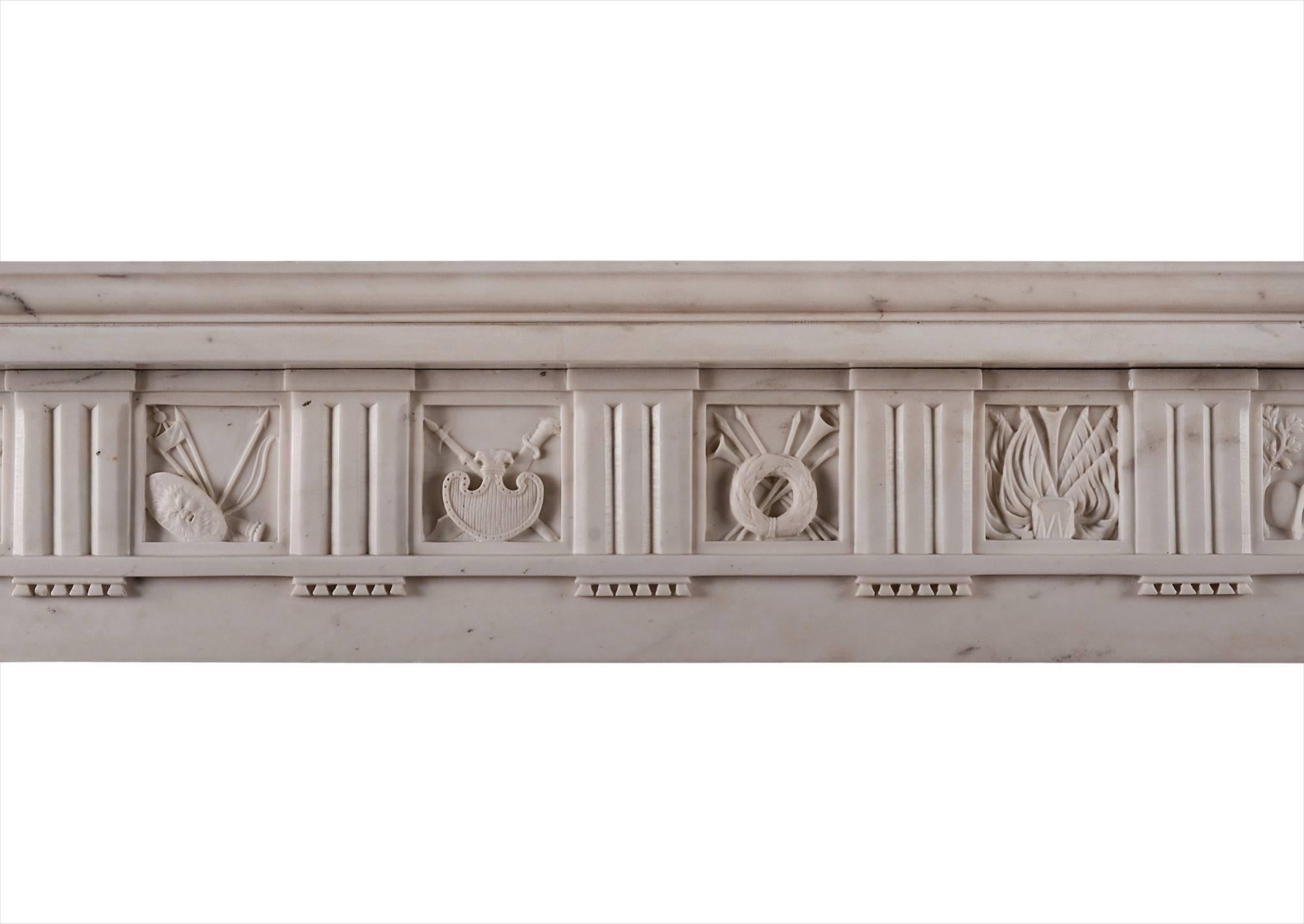 English Regency Statuary Marble Fireplace of the Finest Quality For Sale