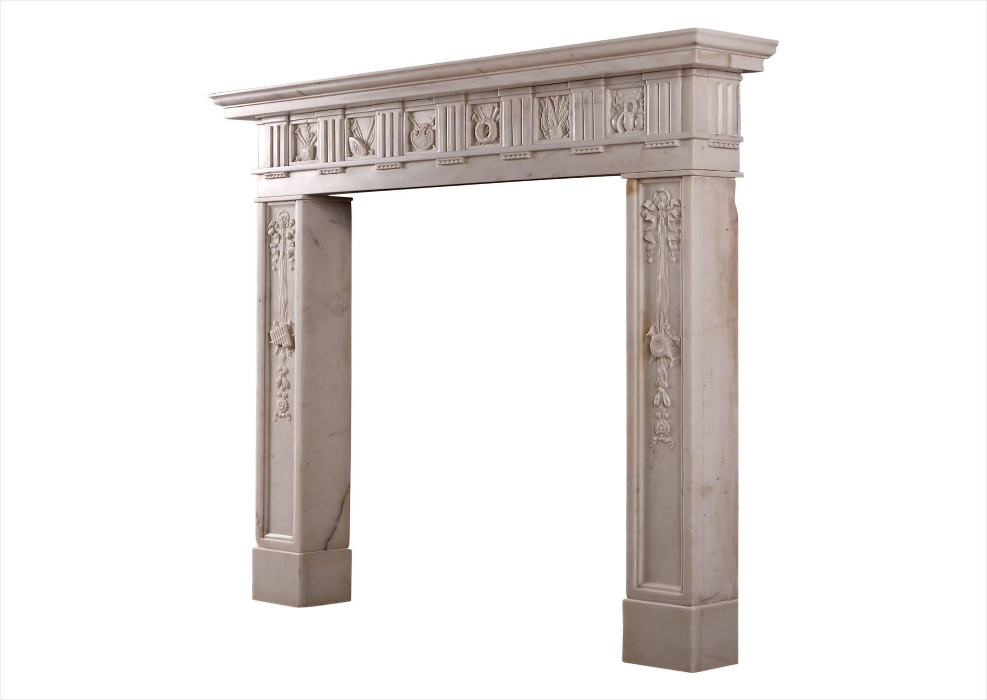 19th Century Regency Statuary Marble Fireplace of the Finest Quality For Sale