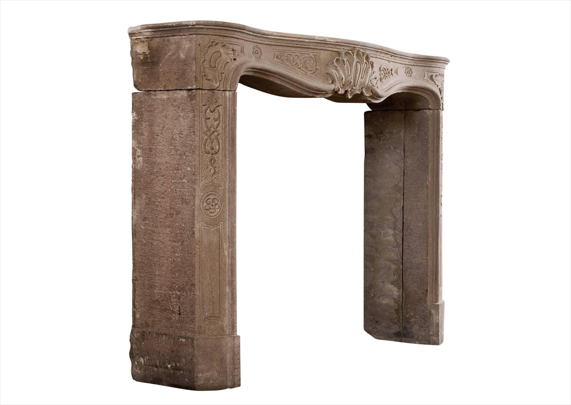Limestone Period 18th Century French Louis XV Chimneypiece For Sale