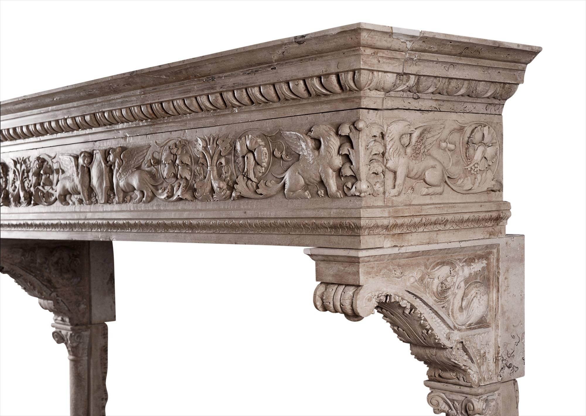 Italian Renaissance Chimneypiece in Istrian Stone 1