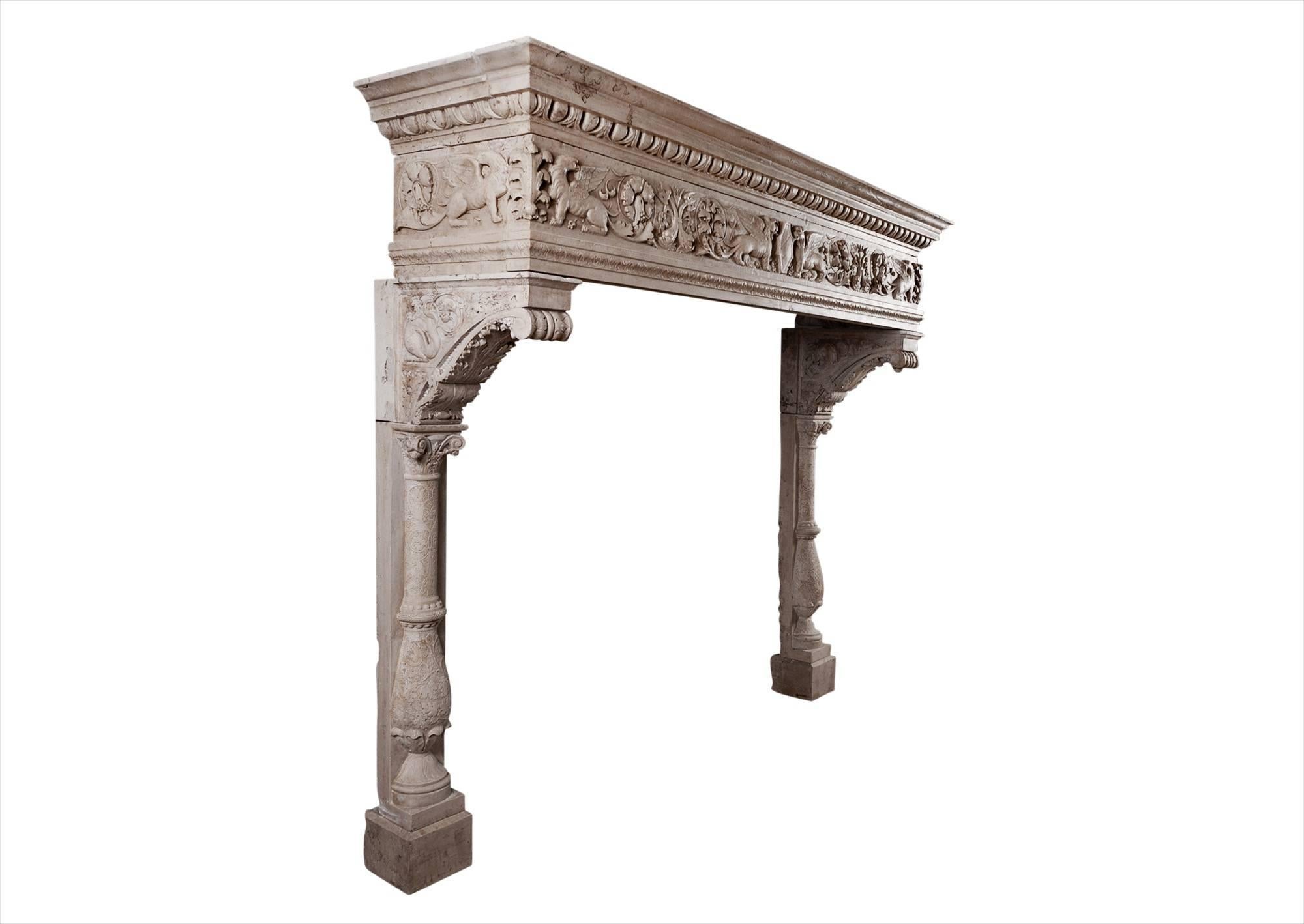 Italian Renaissance Chimneypiece in Istrian Stone 3