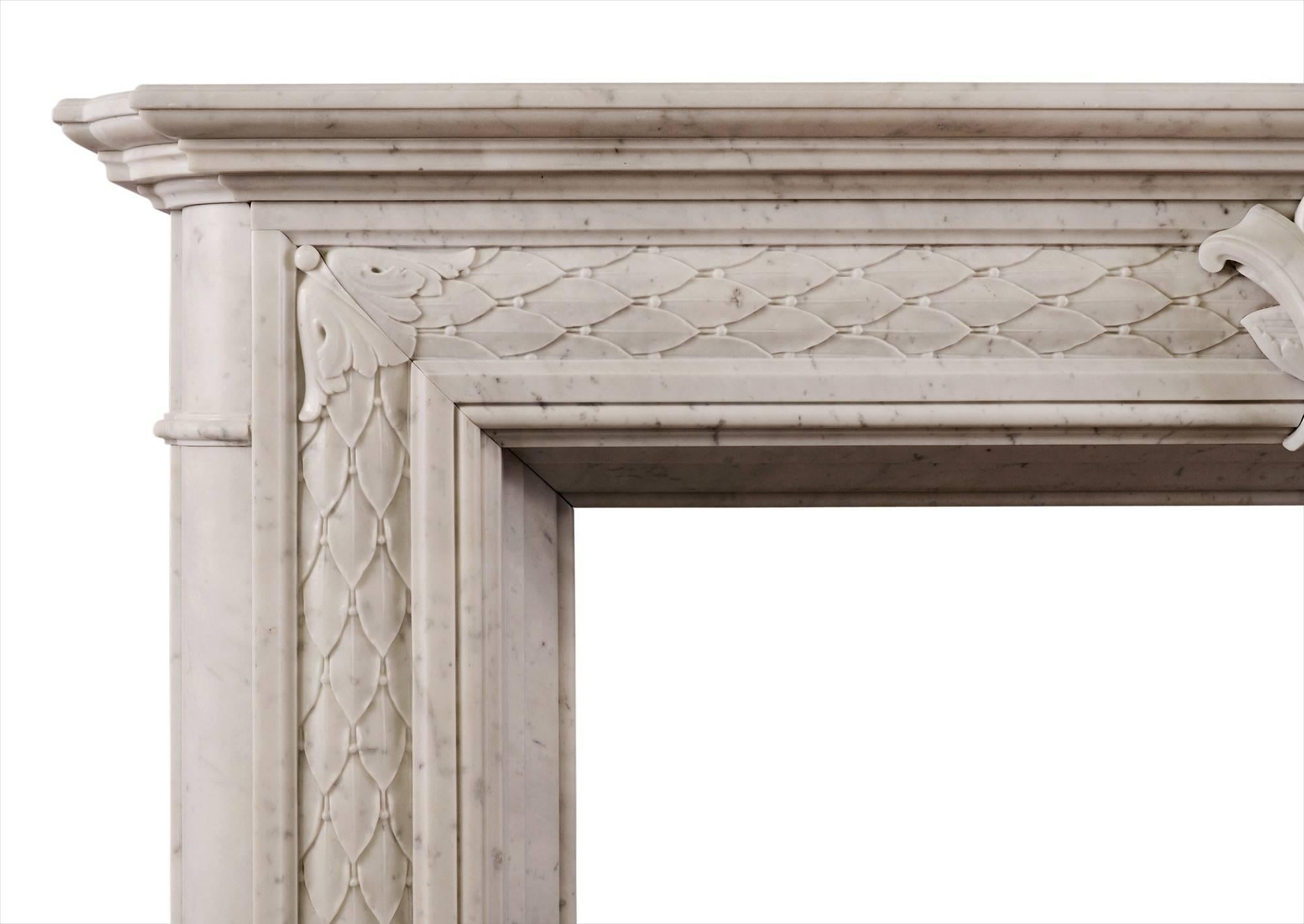 Other 19th Century Statuary White Marble Fireplace For Sale