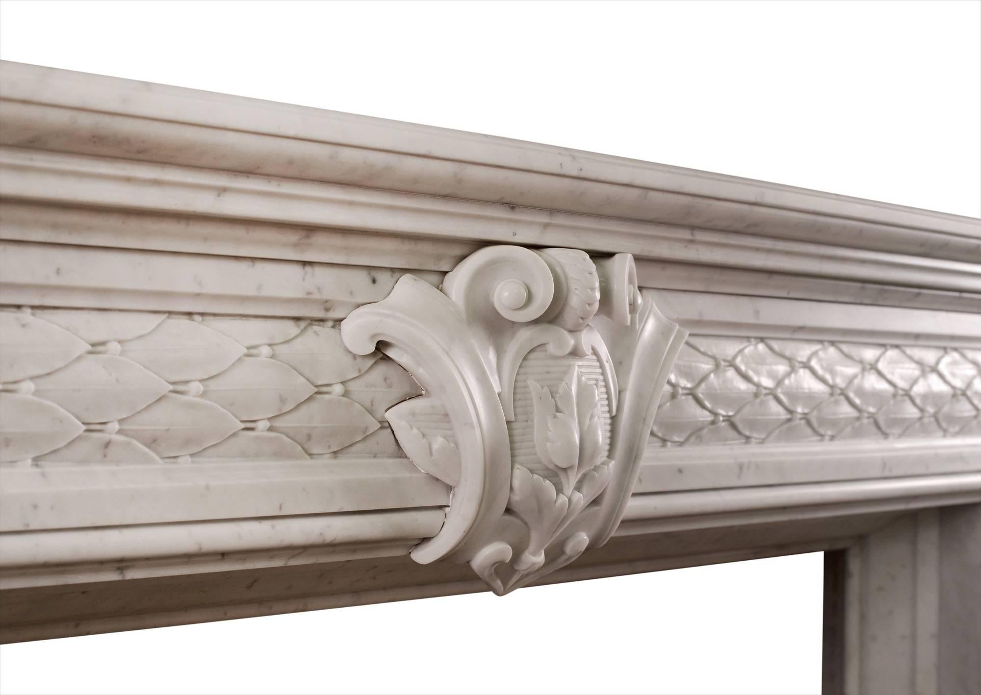 English 19th Century Statuary White Marble Fireplace For Sale