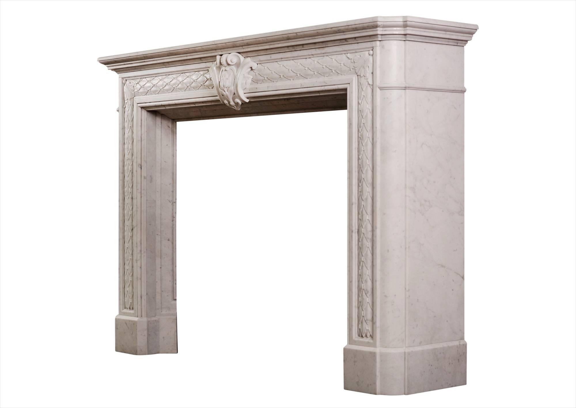 Statuary Marble 19th Century Statuary White Marble Fireplace For Sale