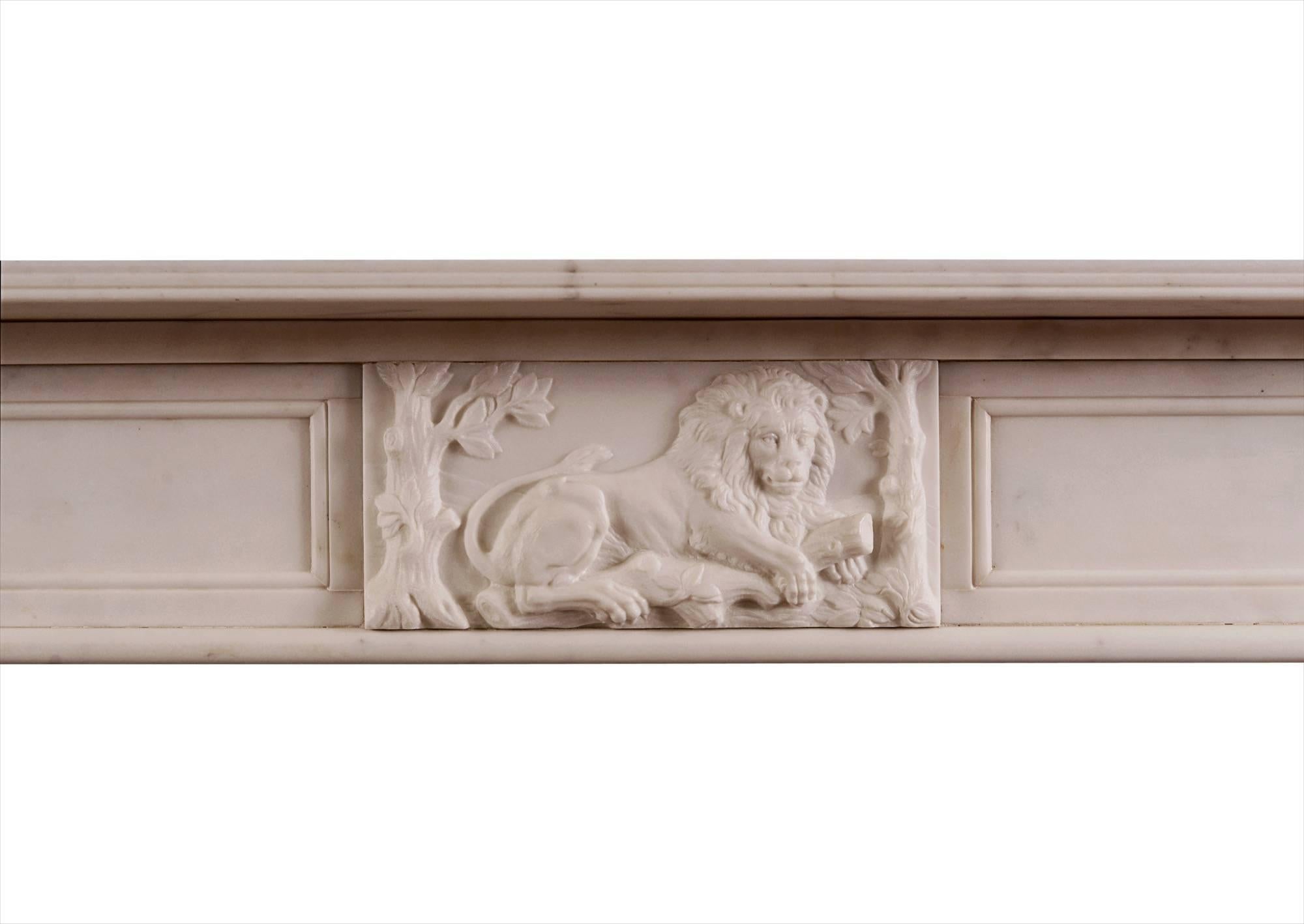19th Century English Regency Fireplace in Statuary Marble