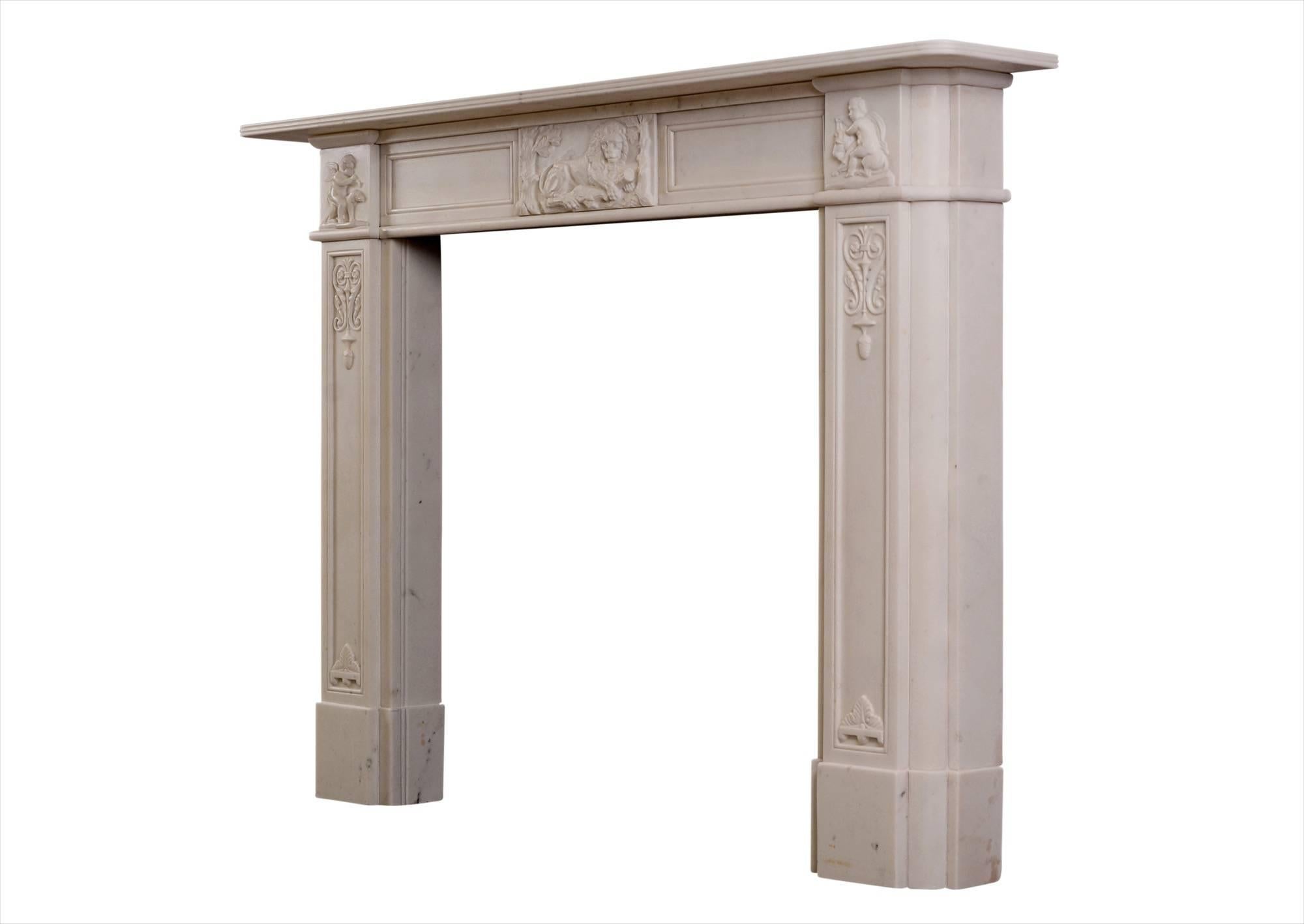 English Regency Fireplace in Statuary Marble 1