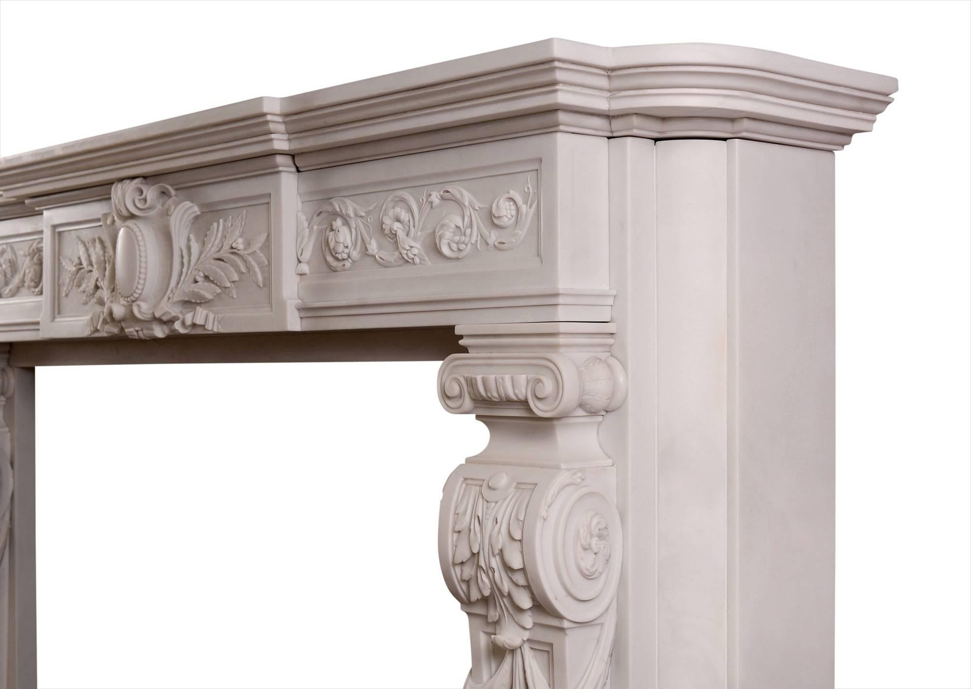 Large and Impressive French Statuary Marble Fireplace In Good Condition In London, GB