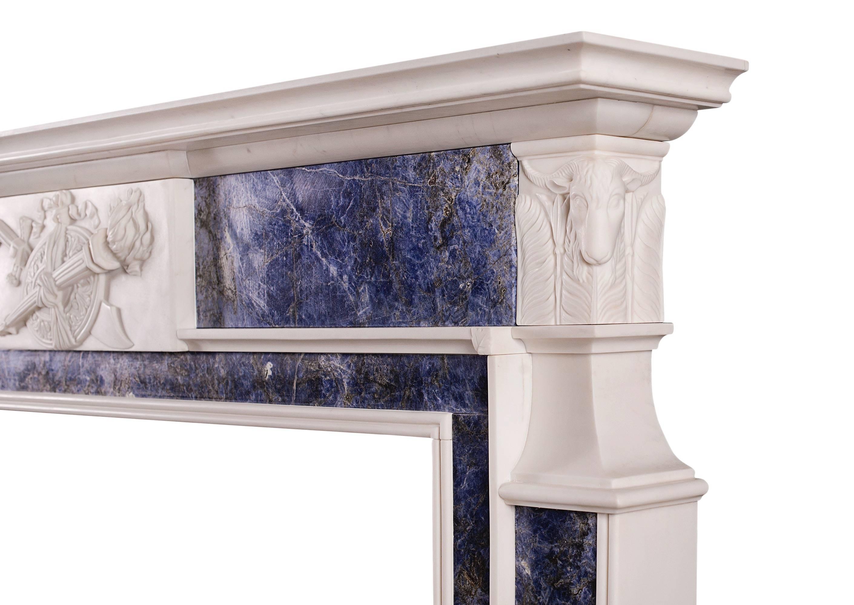 blue marble fireplace