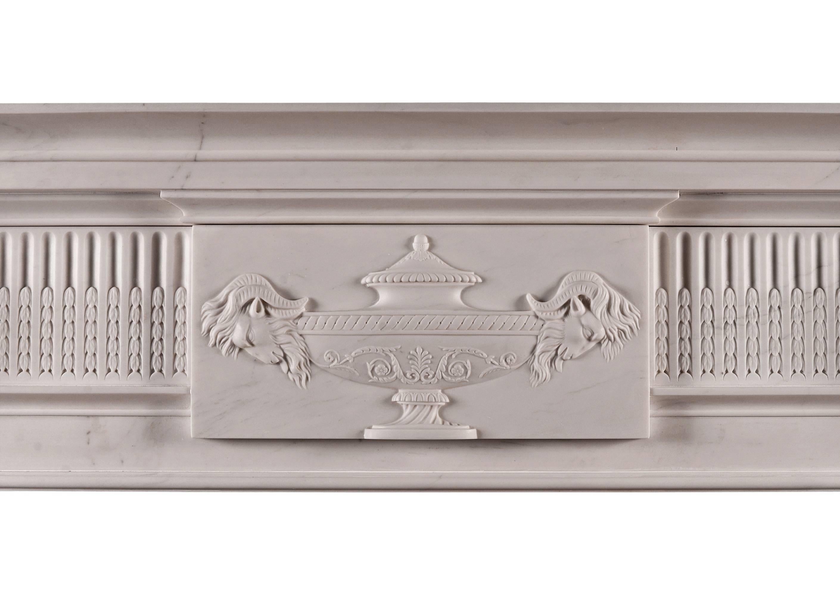 Georgian Style White Marble Fireplace with Carved Brackets In Good Condition For Sale In London, GB