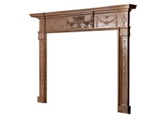 English Pine and Gesso Antique Fireplace