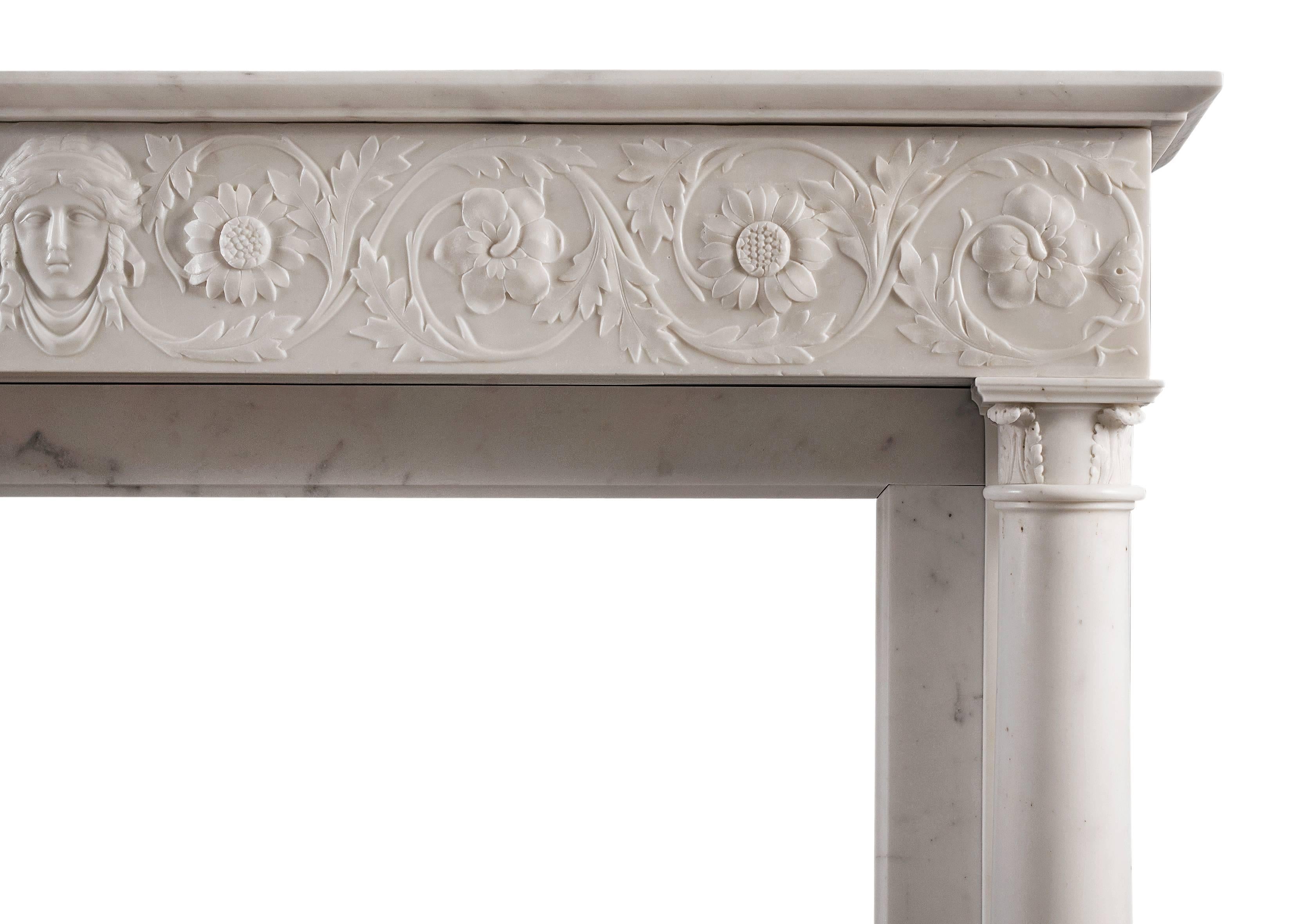 19th Century Statuary Marble Antique Fireplace In Good Condition For Sale In London, GB