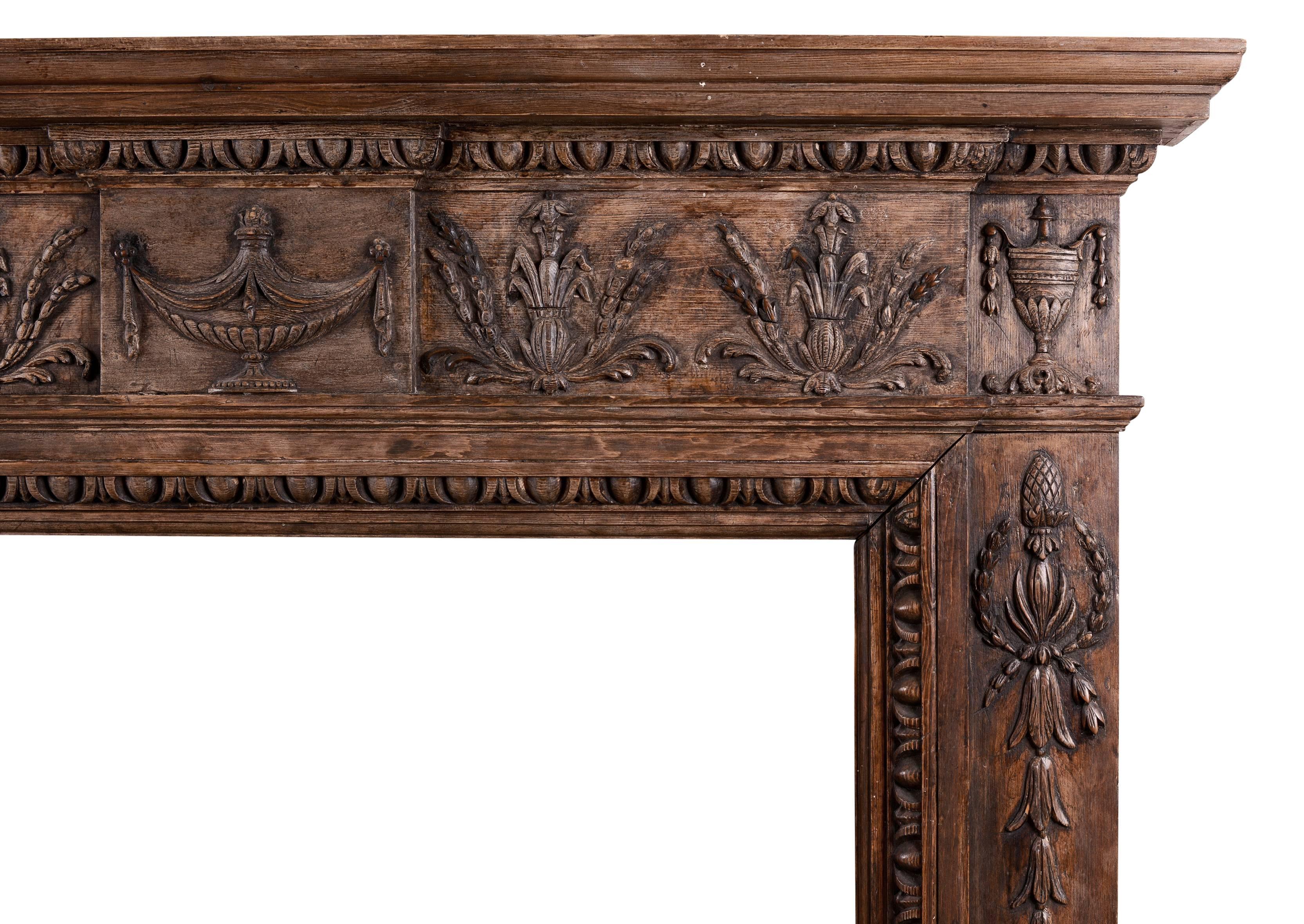 English Carved Wood Fireplace in the Late Georgian Style In Good Condition In London, GB