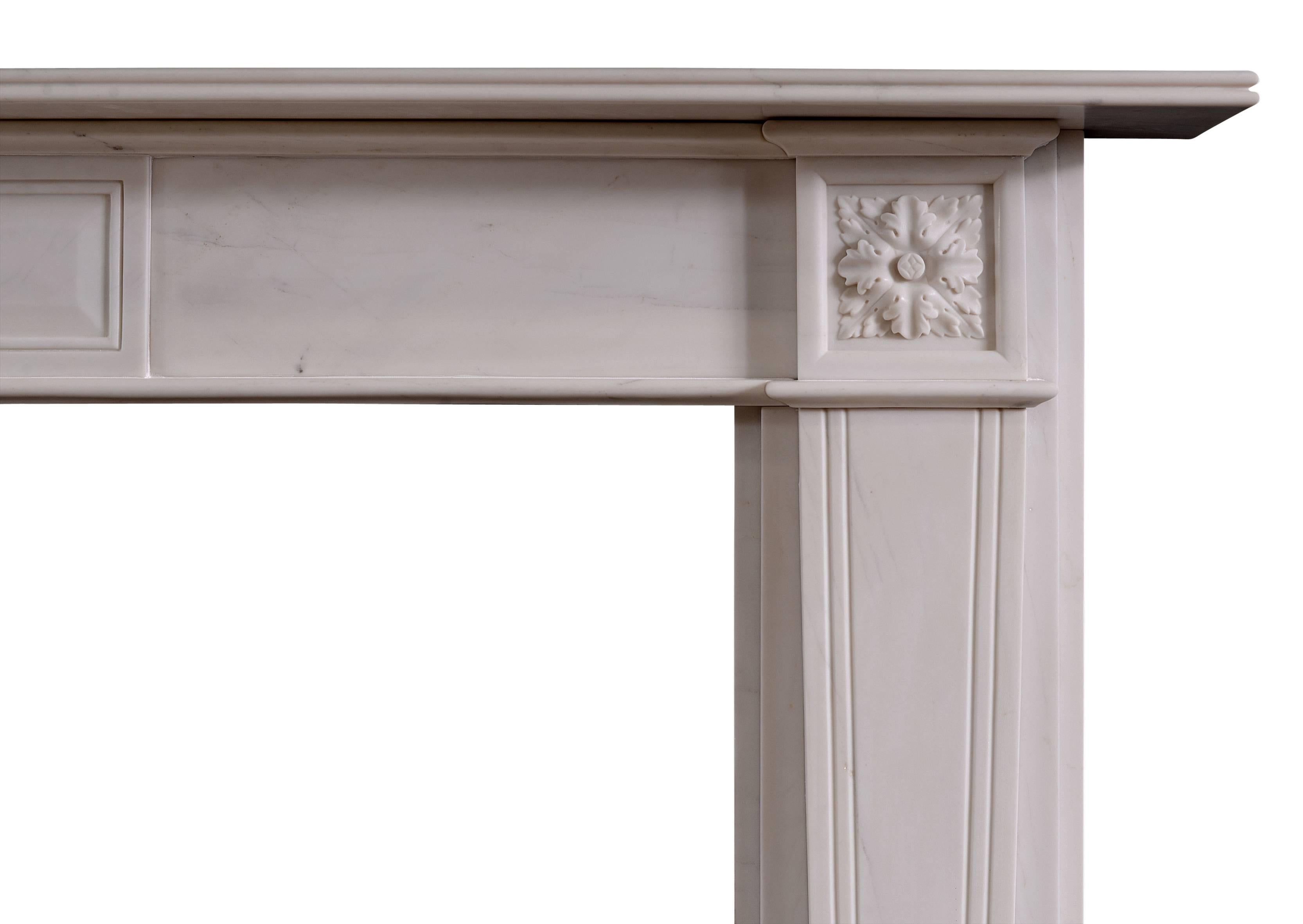 English Regency Style White Marble Fire Surround For Sale