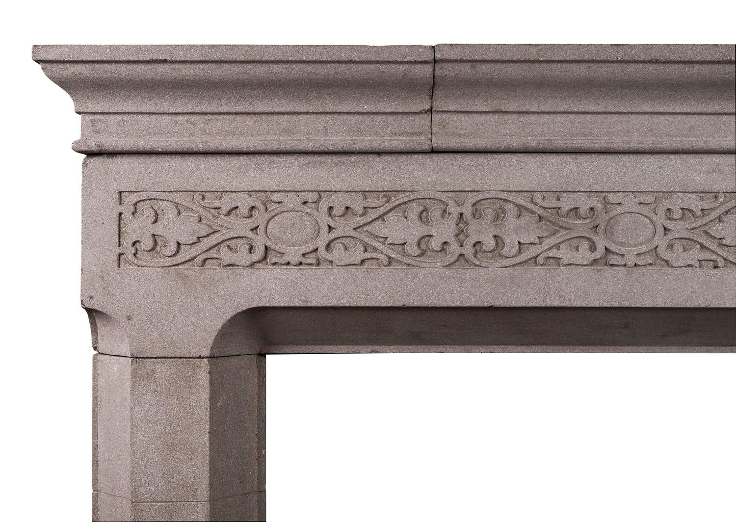 English Reconstituted Stone Fireplace In The Gothic Style For Sale