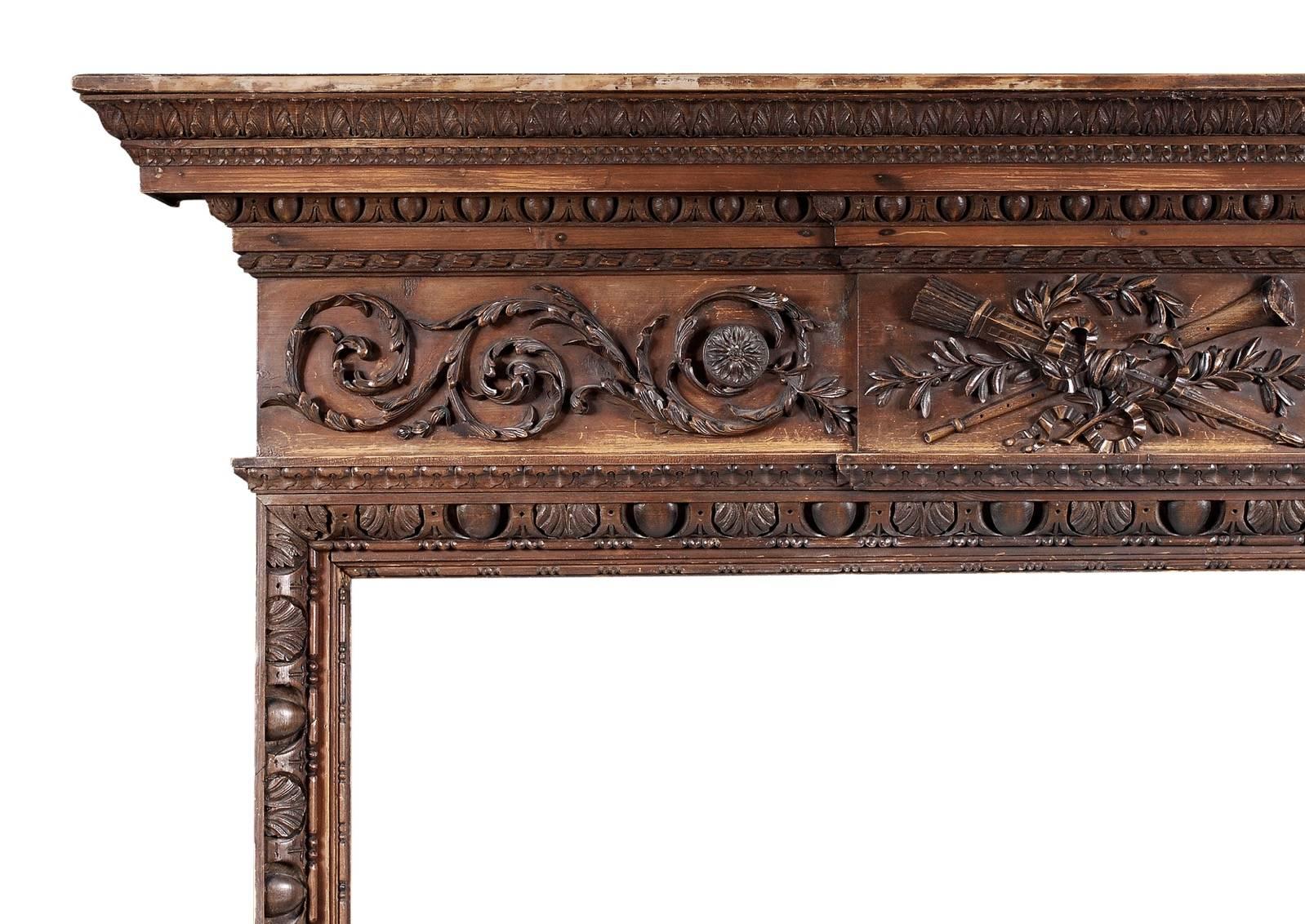 Late 18th Century Carved Pine English Fireplace In Good Condition For Sale In London, GB