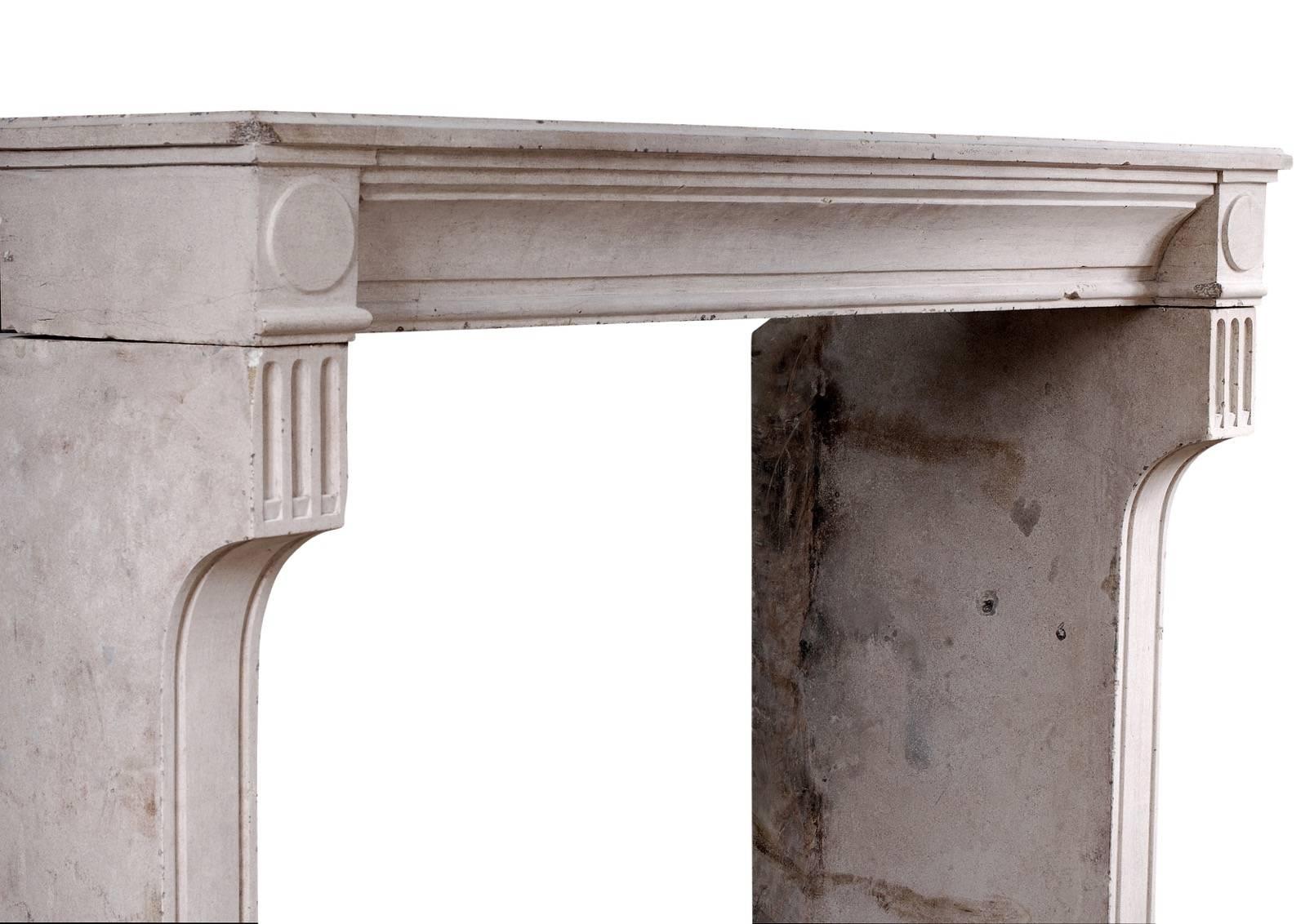18th Century and Earlier Rustic 18th Century French Louis XVI Limestone Fireplace