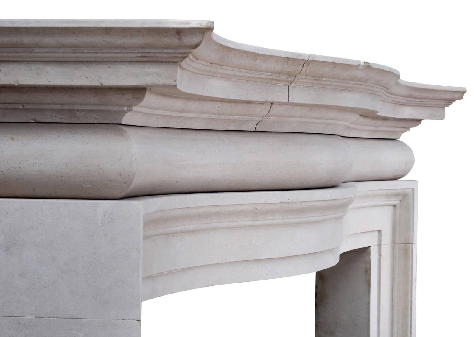 Large and Imposing English Portland Stone Fireplace For Sale 1