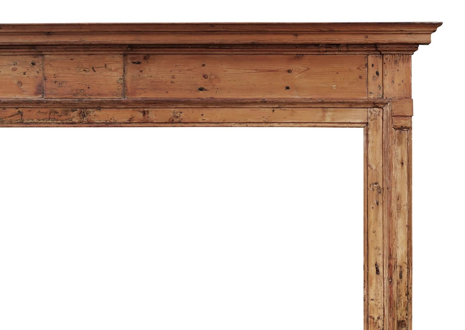 Georgian Large Early 18th Century English Pine Fireplace