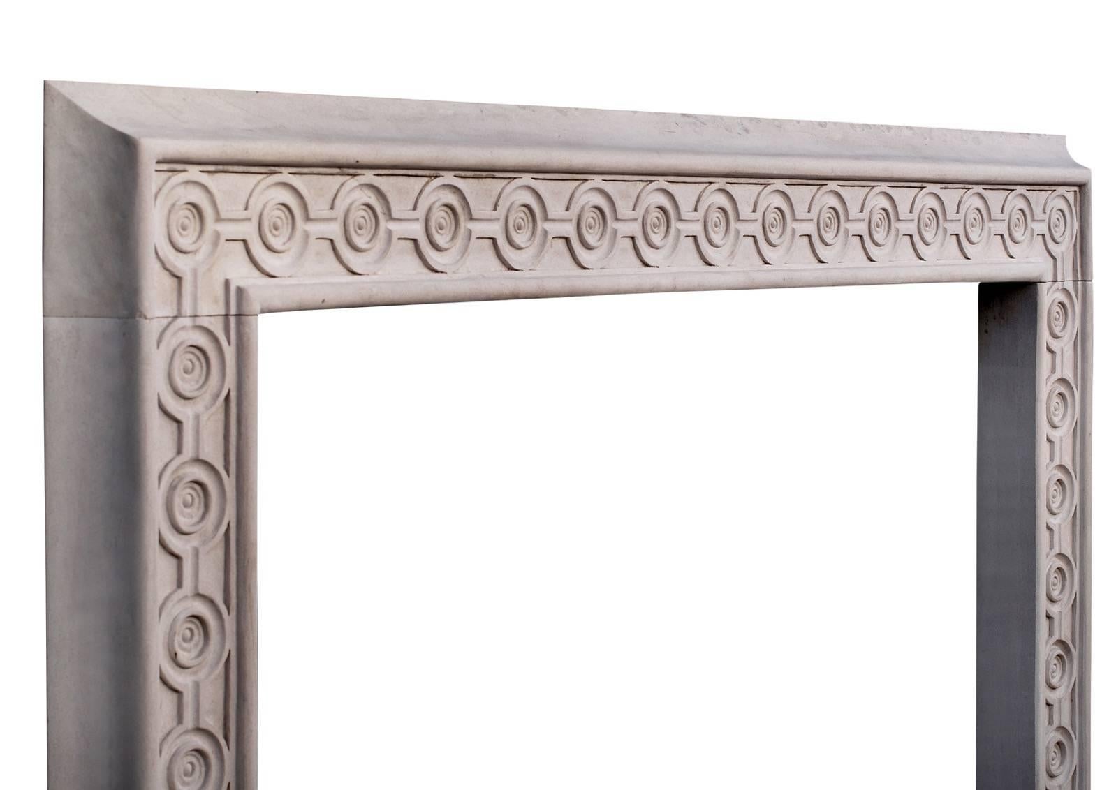 Georgian Attractive English Limestone Fireplace with Guilloche Carving For Sale