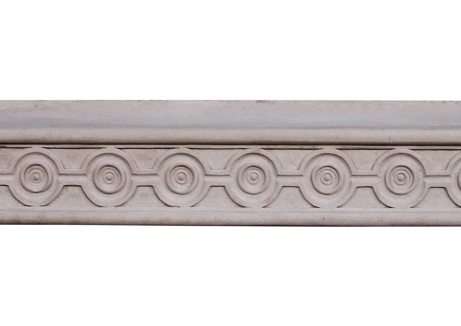 20th Century Attractive English Limestone Fireplace with Guilloche Carving For Sale