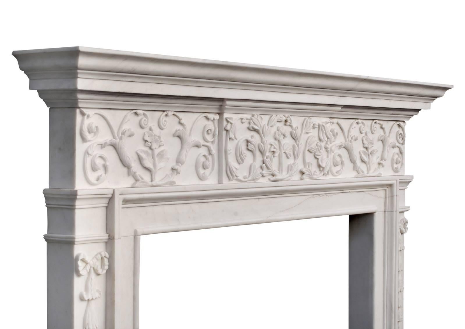 Attractive George III Style White Marble Fireplace For Sale 1