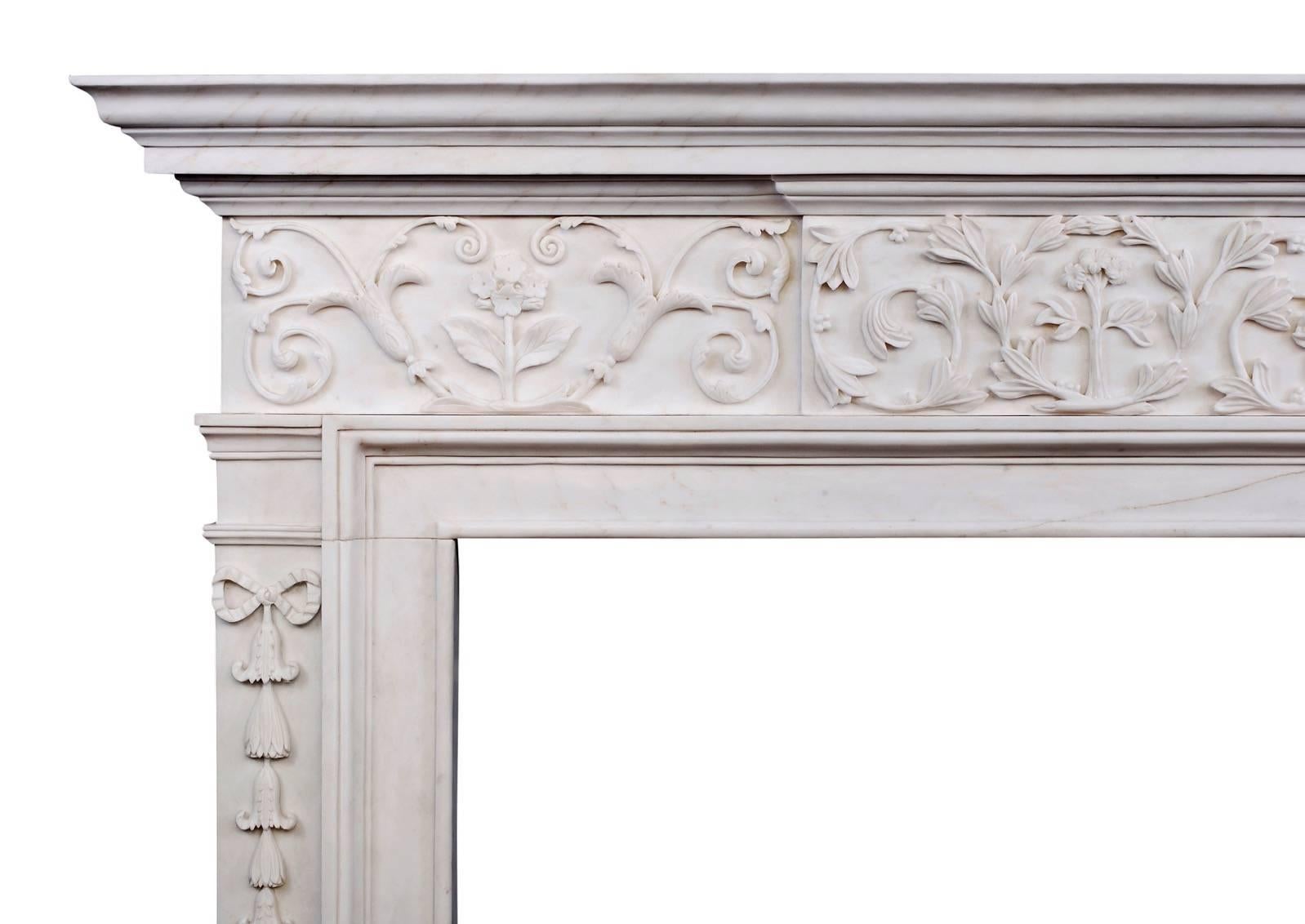 20th Century Attractive George III Style White Marble Fireplace For Sale