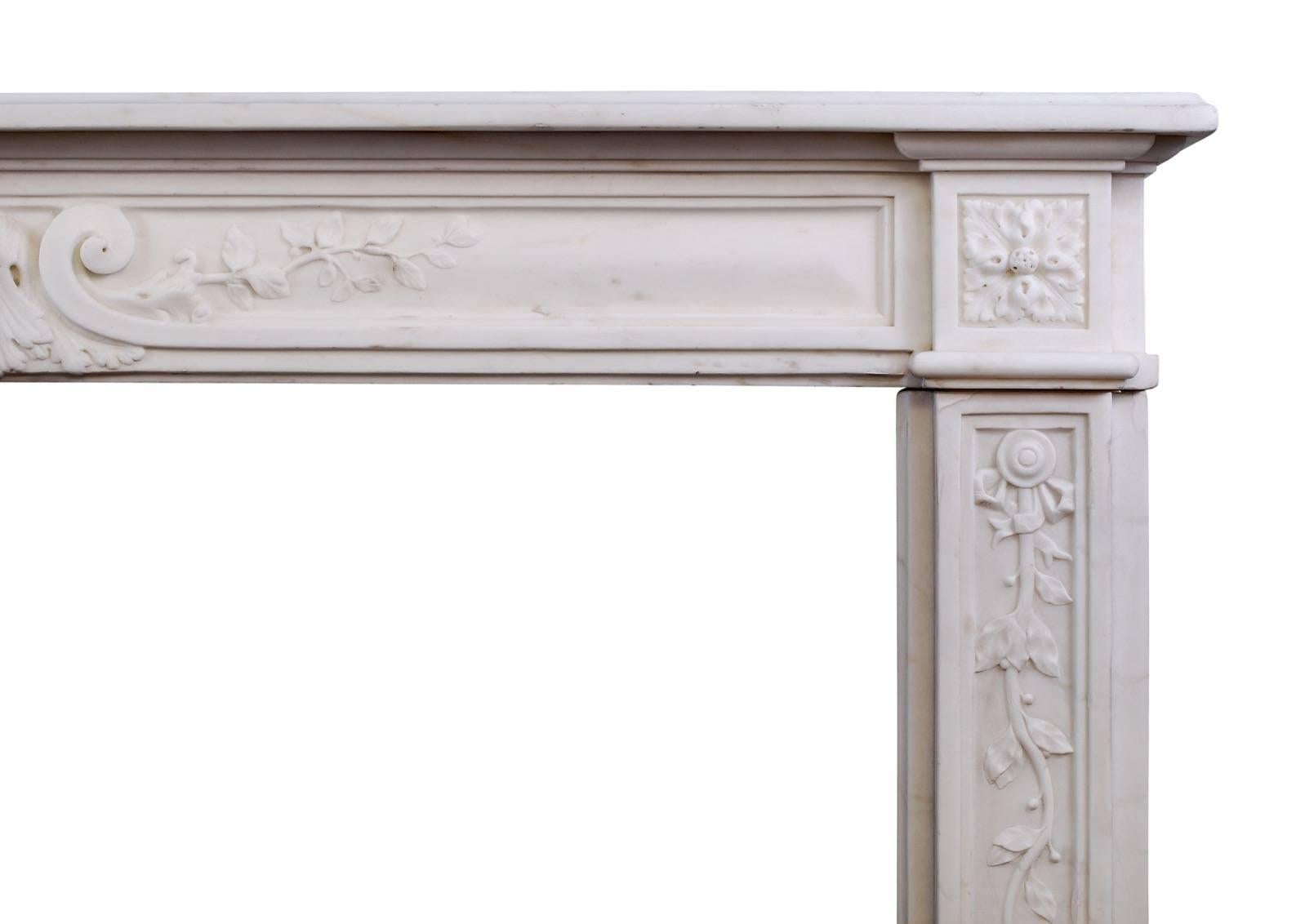 Late 18th Century Louis XVI Statuary Marble Fireplace In Good Condition For Sale In London, GB