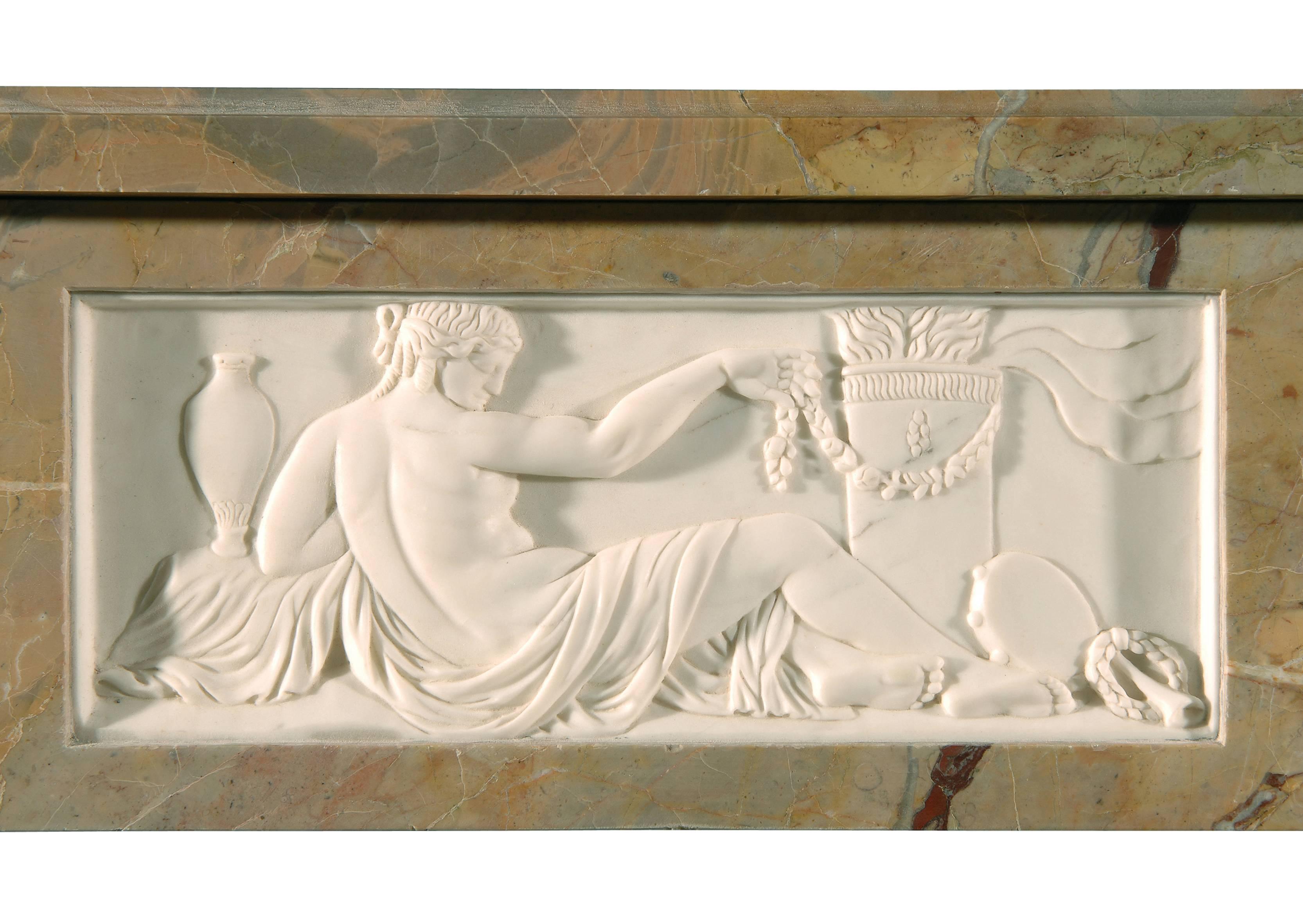 Sarrancolin French Louis XVI Style Marble Fireplace For Sale 1