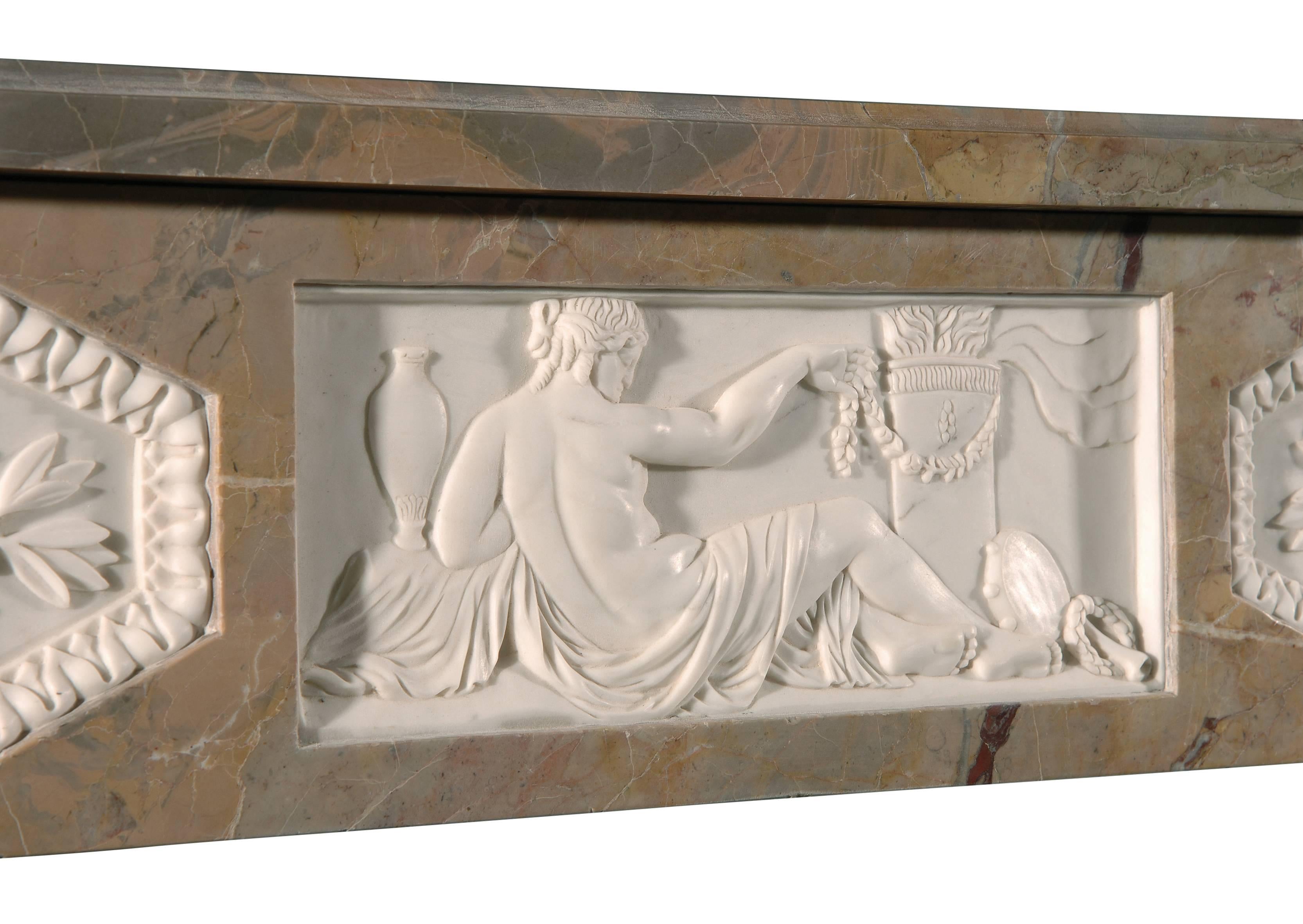Sarrancolin French Louis XVI Style Marble Fireplace For Sale 2