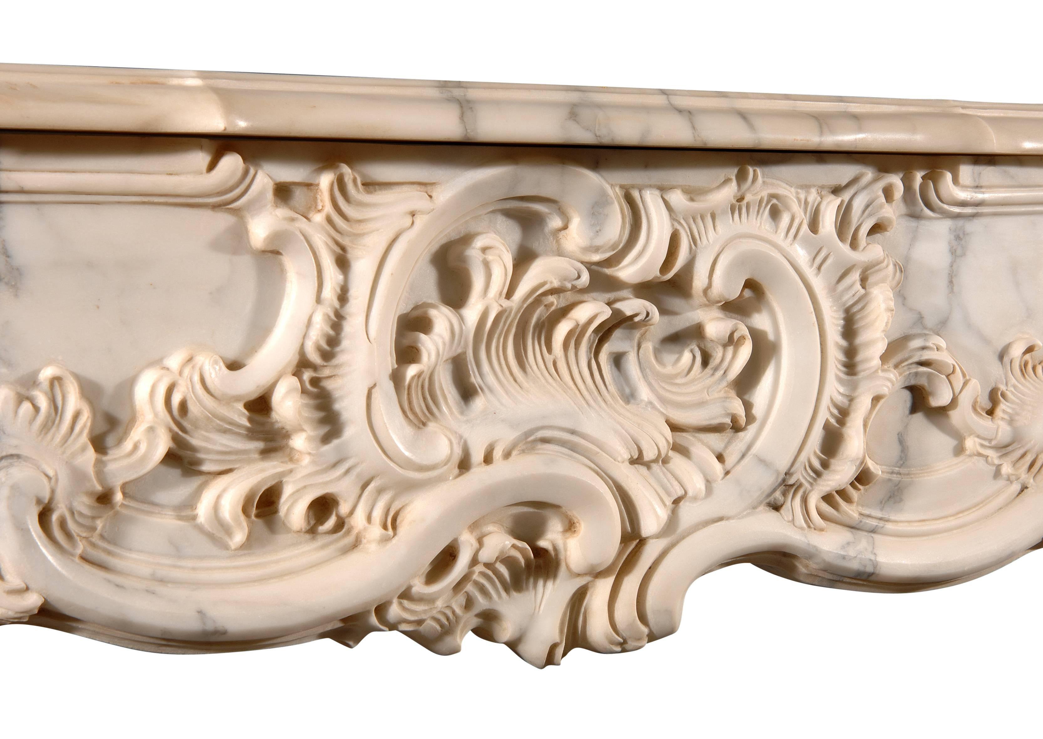 French Provincial French Provençale Style Arabescato Marble Fireplace For Sale