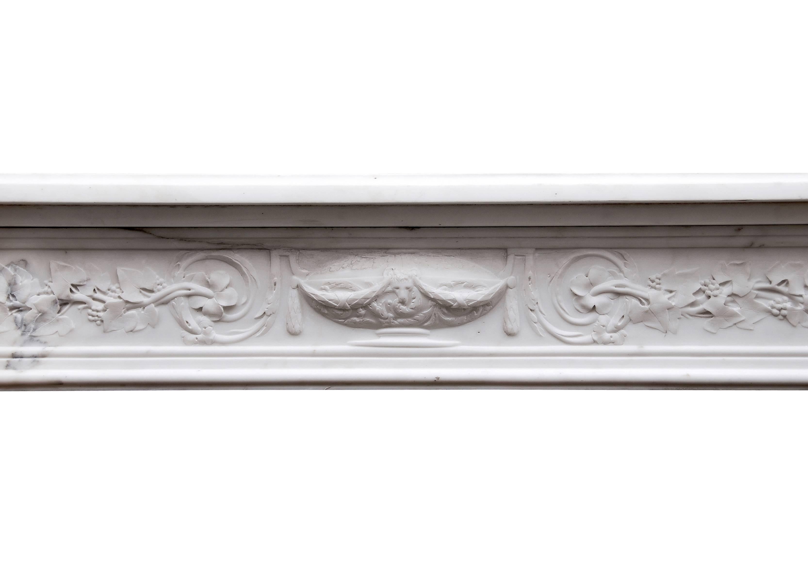 18th Century and Earlier Period 18th Century French Louis XVI Statuary Marble Fireplace For Sale