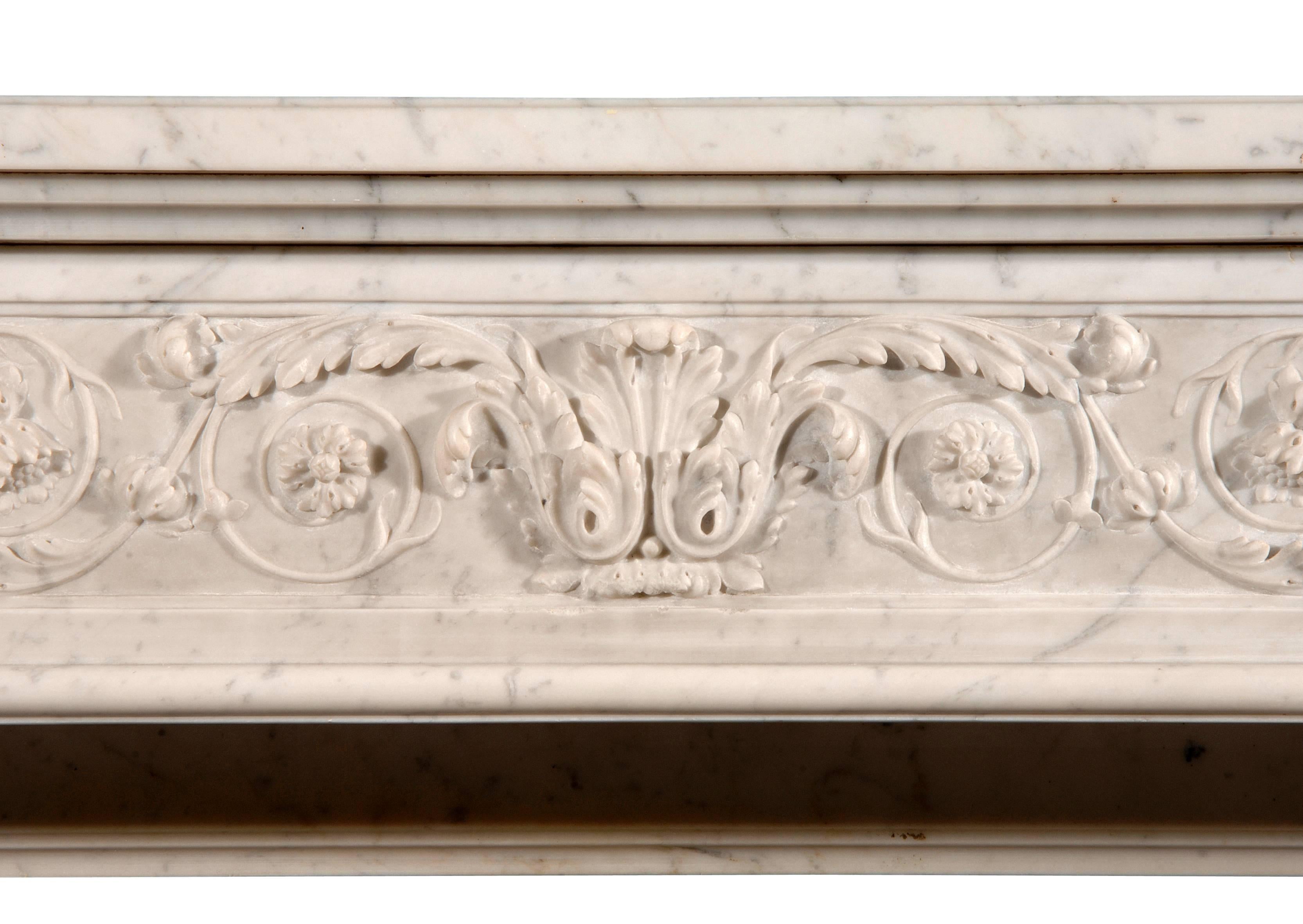 Unusual 19th Century, French XVI Style Carrara Marble Fireplace In Good Condition For Sale In London, GB