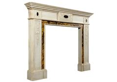 Regency Style Statuary Marble Chimneypiece Inlaid with Porphyry