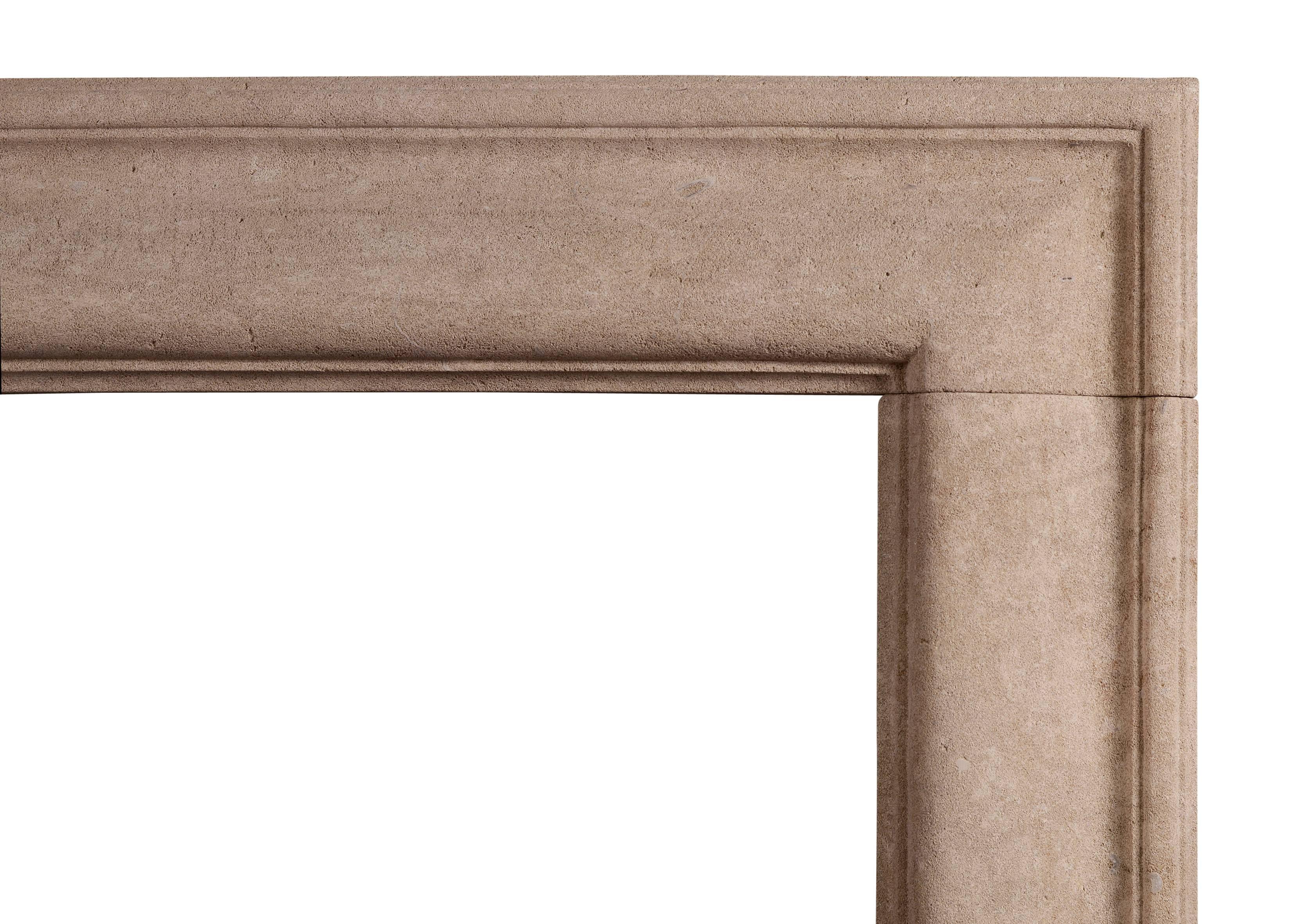 Queen Anne English Moulded Bolection Fireplace in Bath Stone For Sale