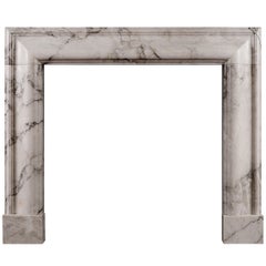 Vintage English Bolection Mantel in Arabescato Marble