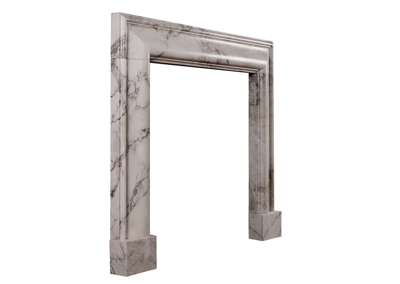 Queen Anne English Bolection Mantel in Arabescato Marble For Sale