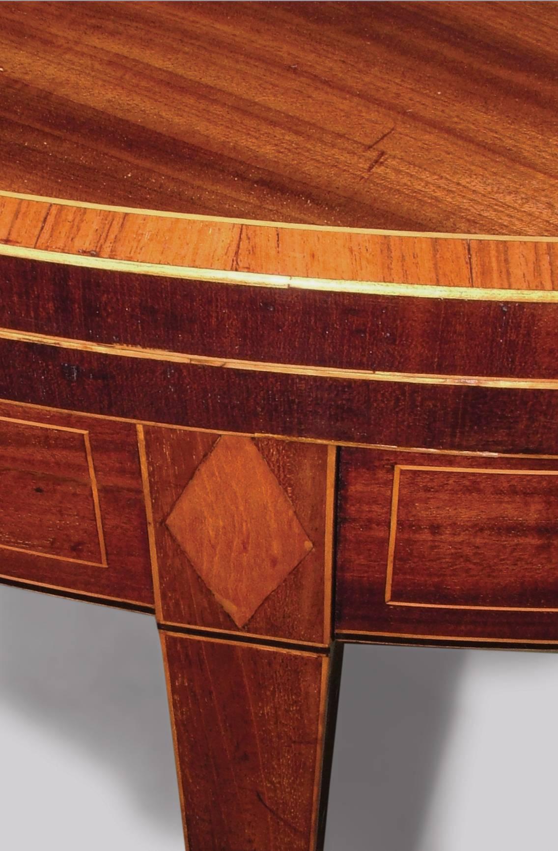 English 18th Century mahogany large demilune card table