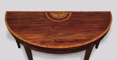 18th Century mahogany large demilune card table