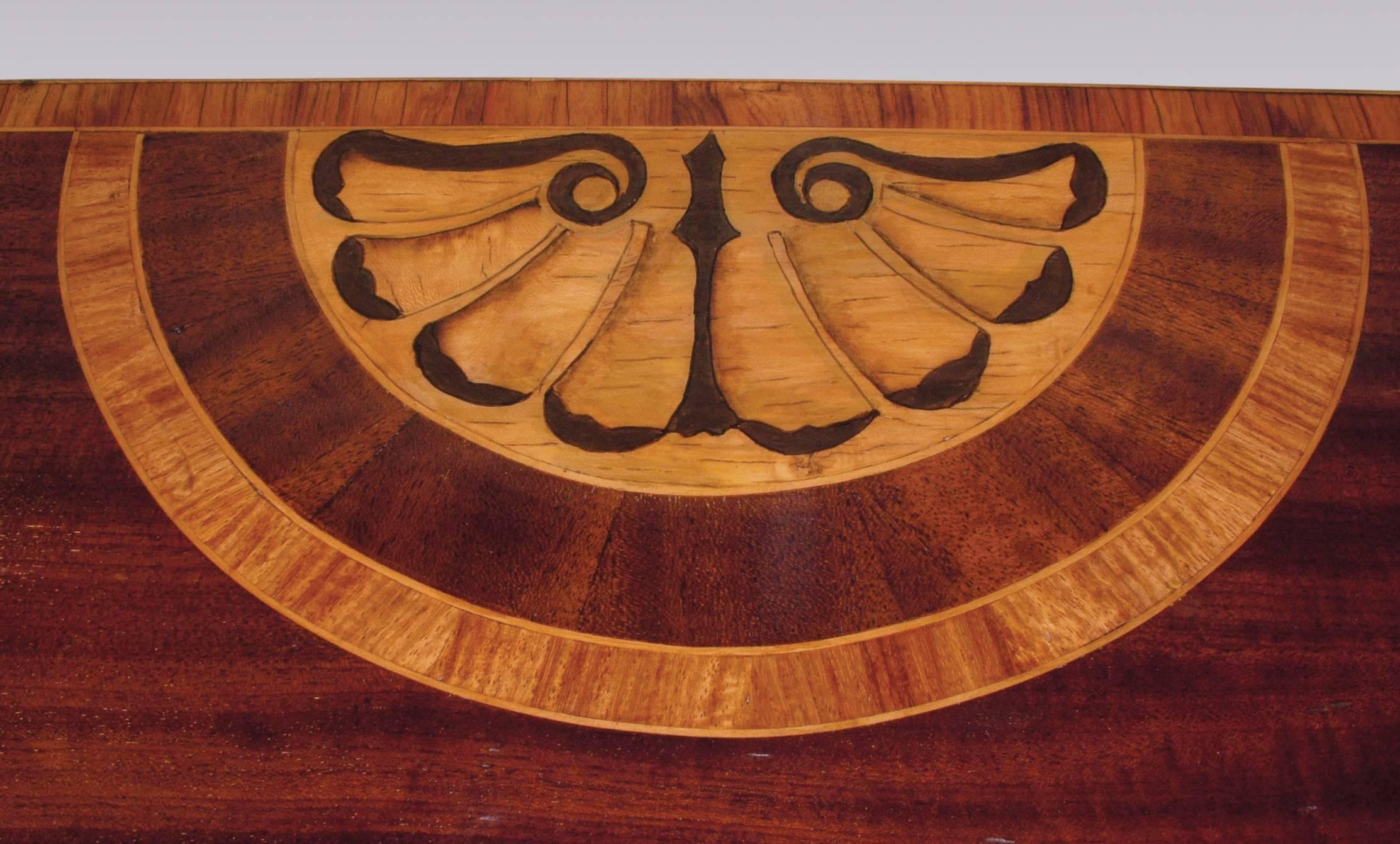 Sheraton 18th Century mahogany large demilune card table