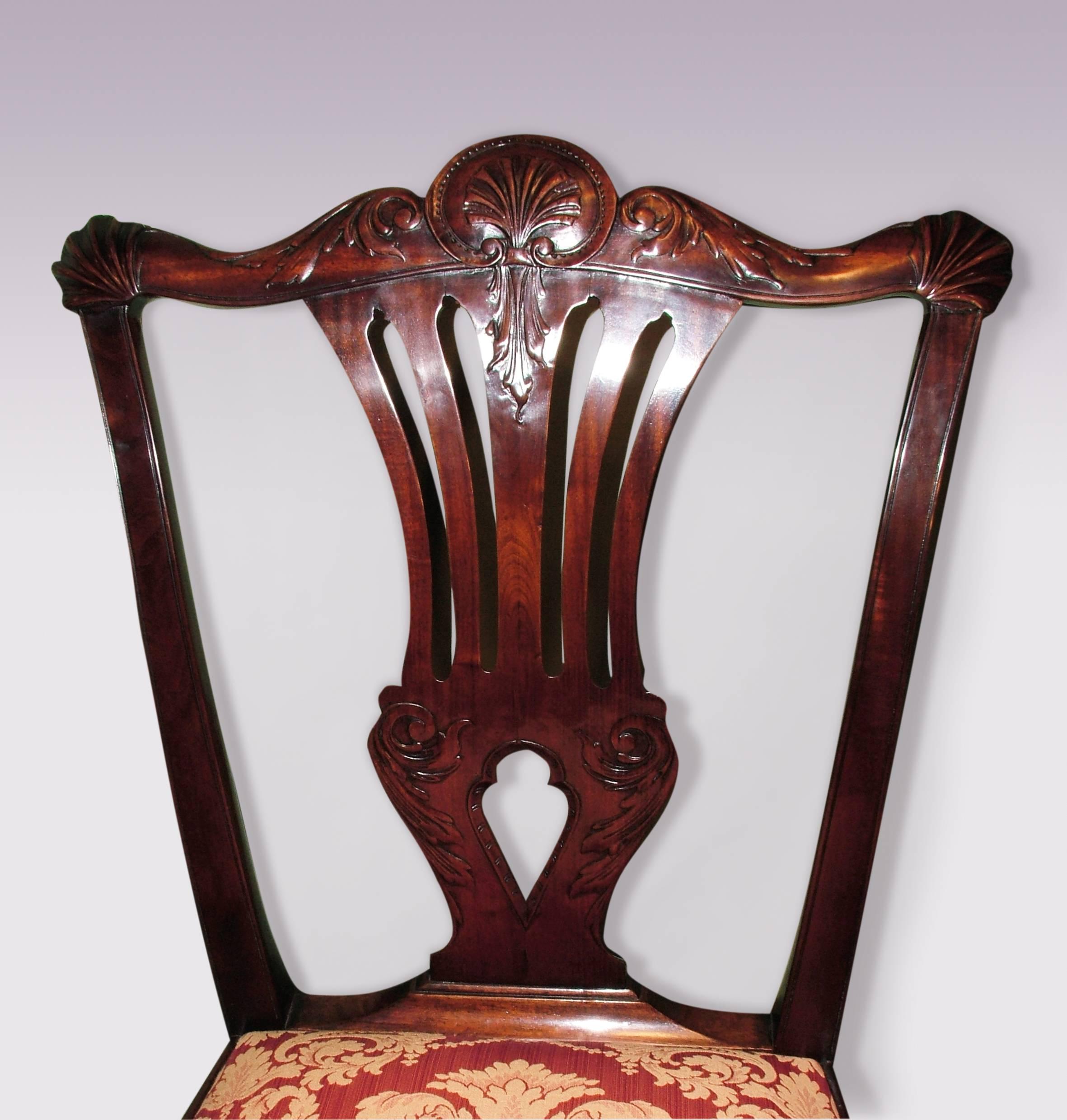 Polished 19th Century Victorian Chippendale Style Mahogany Dining Chairs
