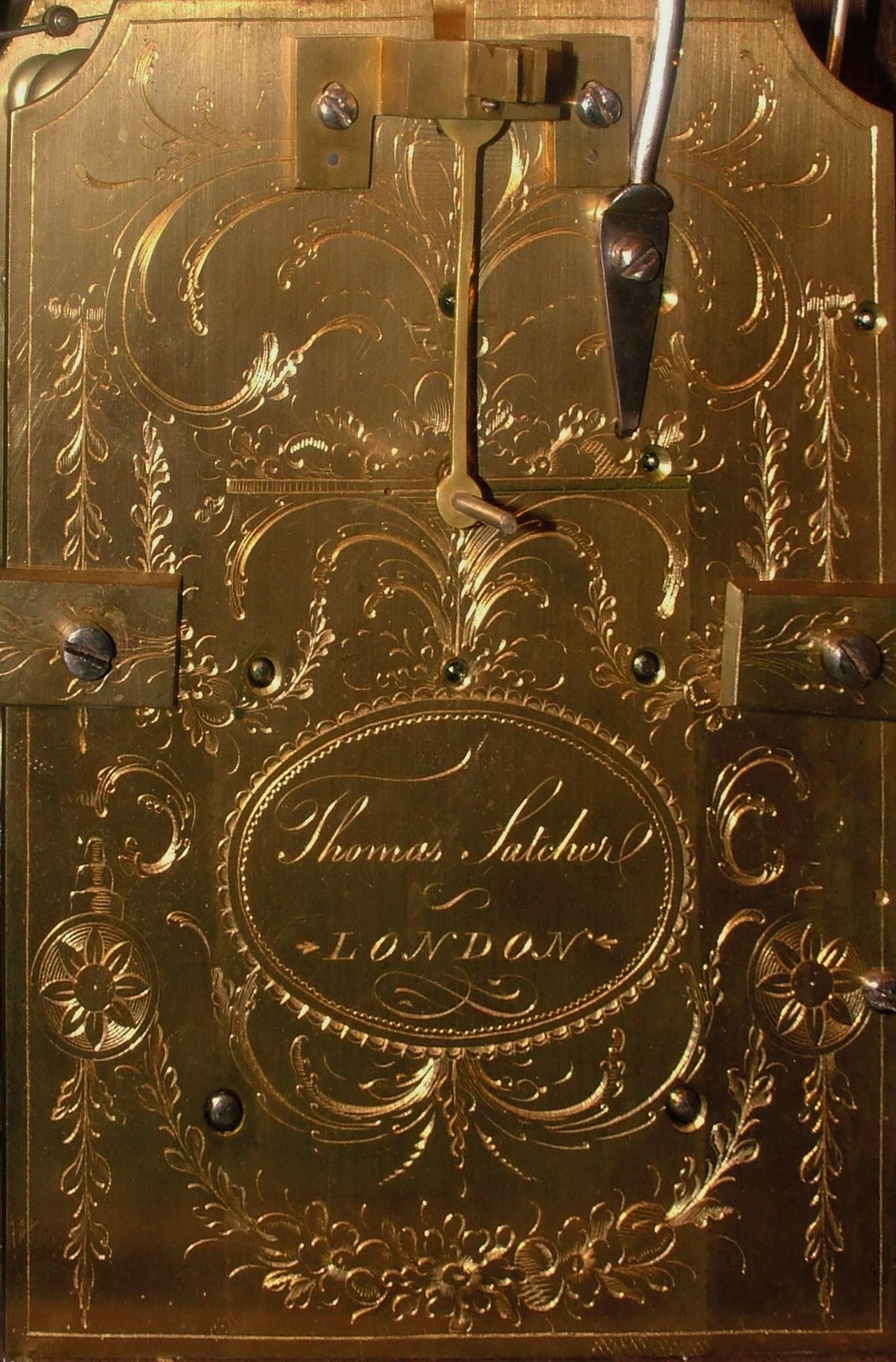 George III Late 18th Century Mahogany Case Bracket Clock by Thomas Satcher