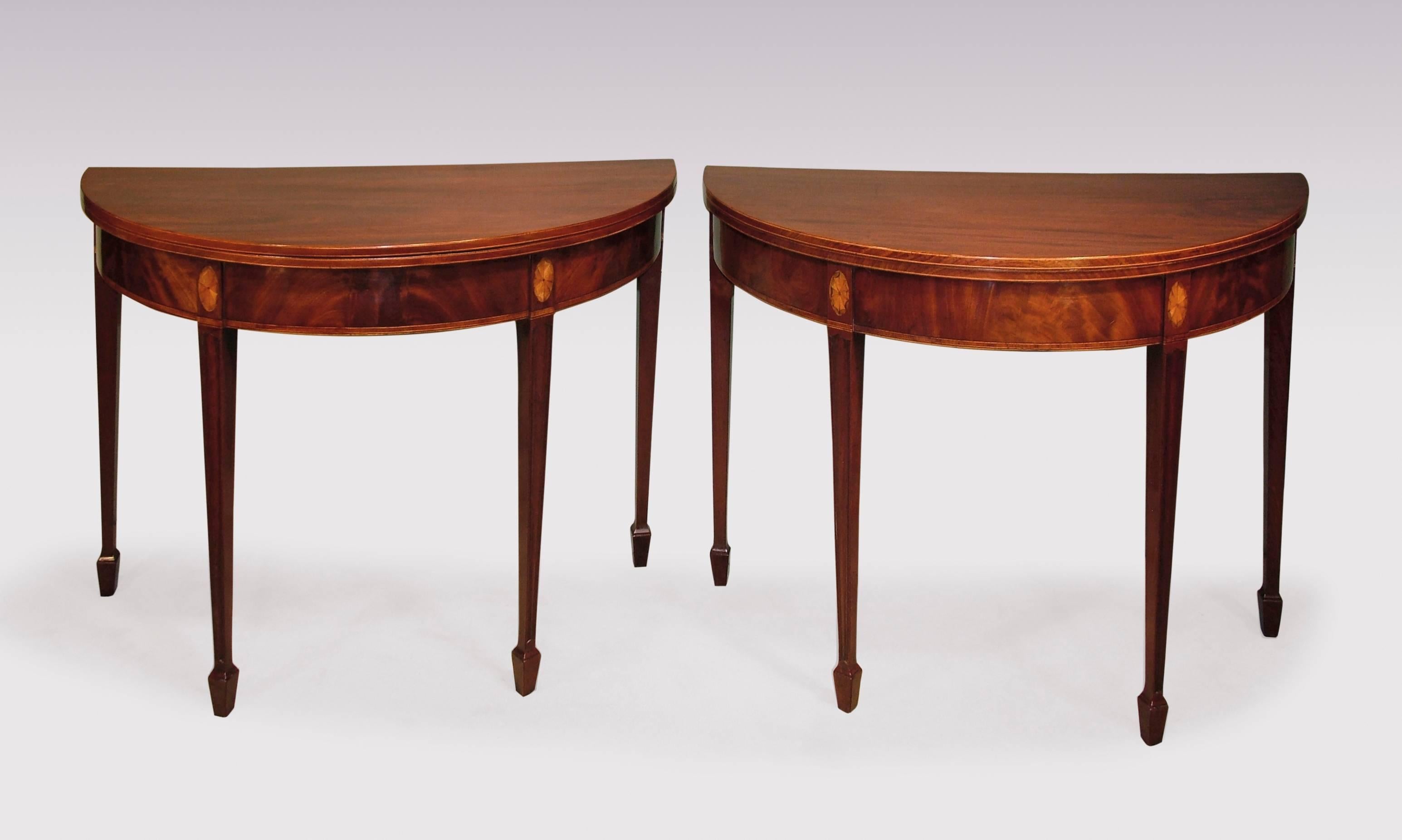 English 18th Century half-round mahogany tea tables