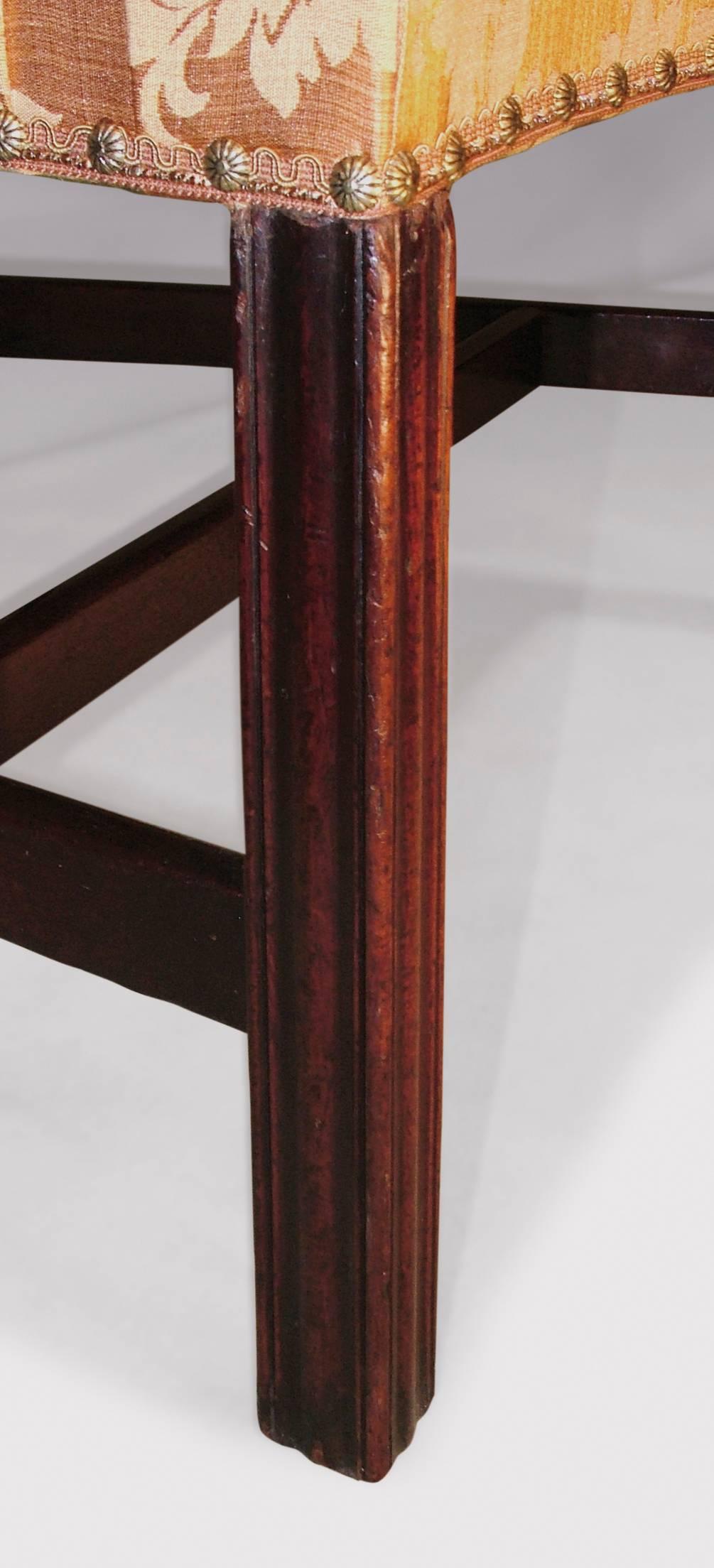 English 18th Century mahogany gainsborough armchair in burnt sienna fabric