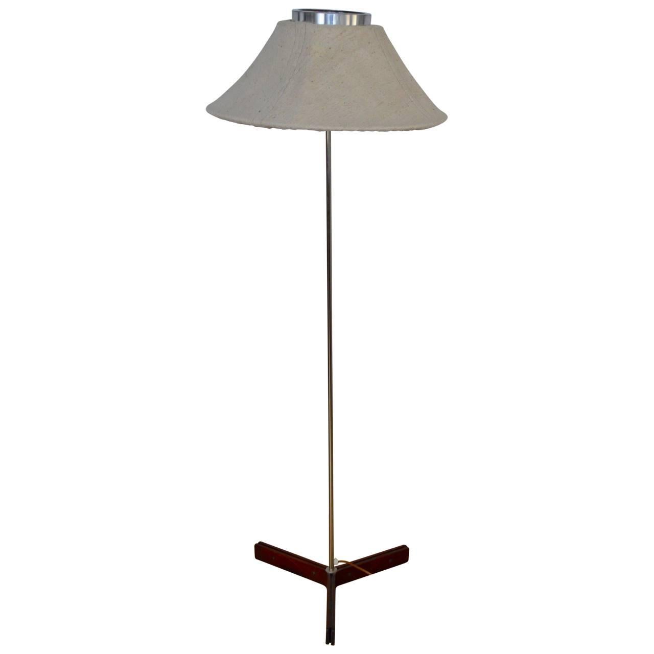Modern 20th Century Wood and Chrome Floor Lamp