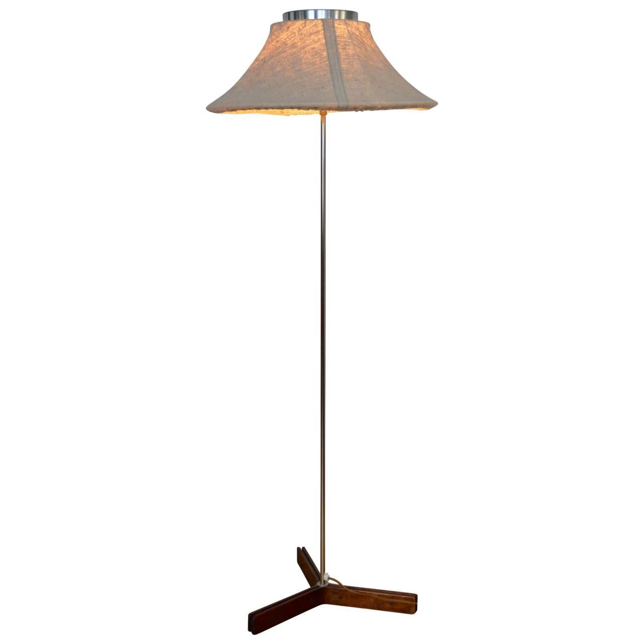 Mid-20th Century 20th Century Wood and Chrome Floor Lamp