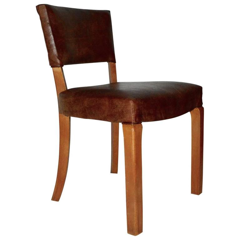 20th Century Art Deco Leather Dining Chairs For Sale At