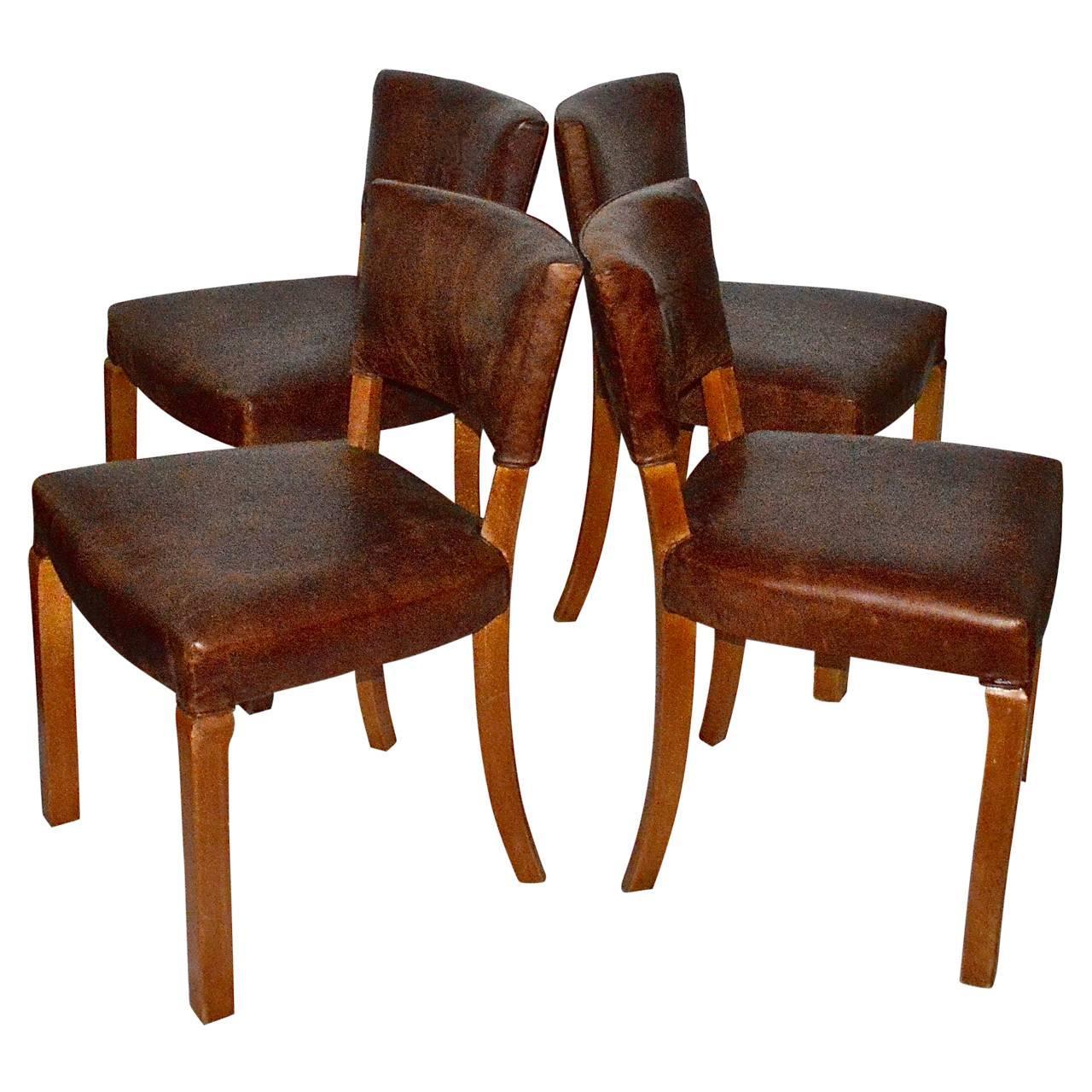 20th Century Art Deco Leather Dining Chairs For Sale at 1stdibs