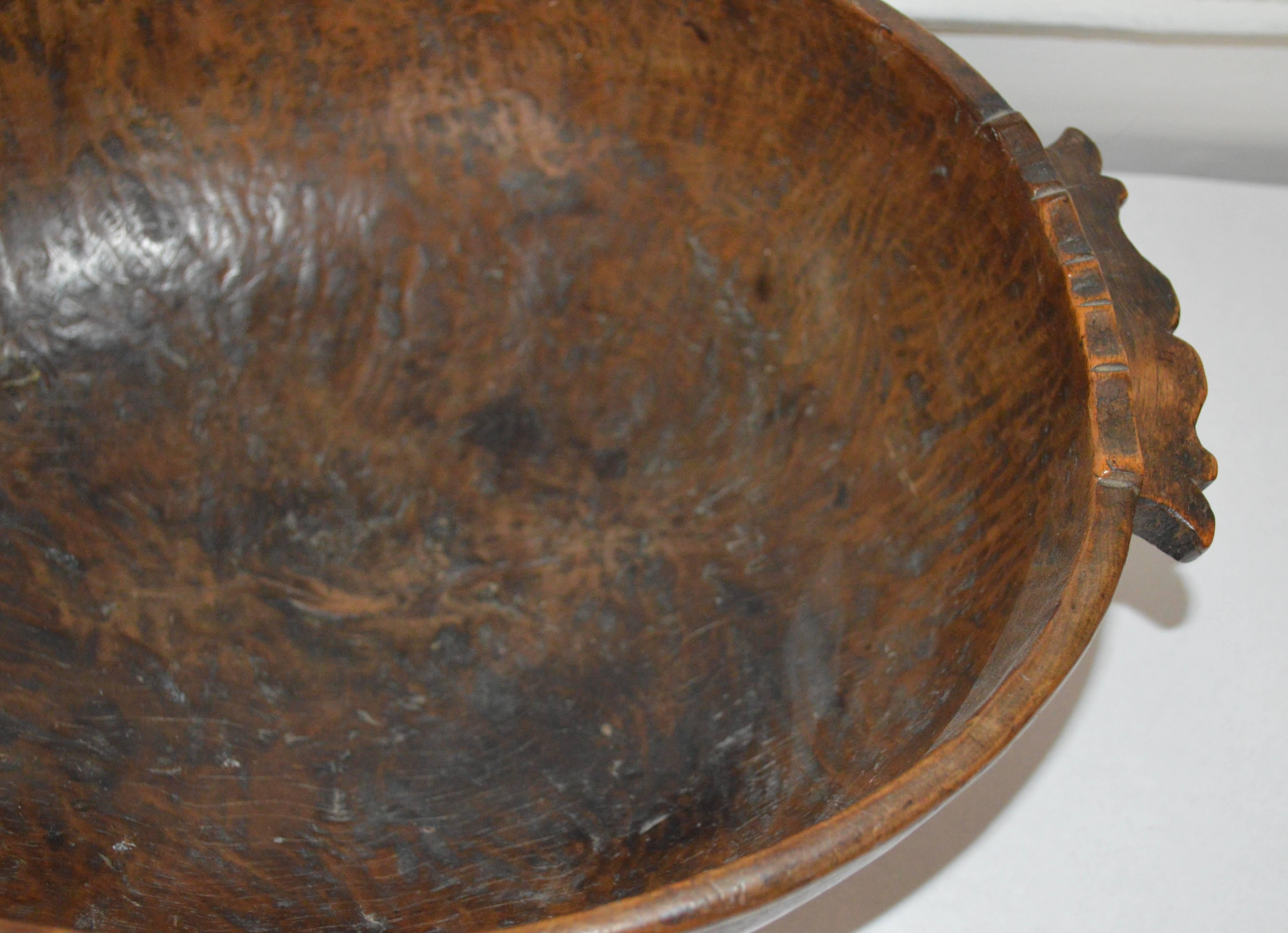 18th Century Carved Wooden Pouring Bowl 2