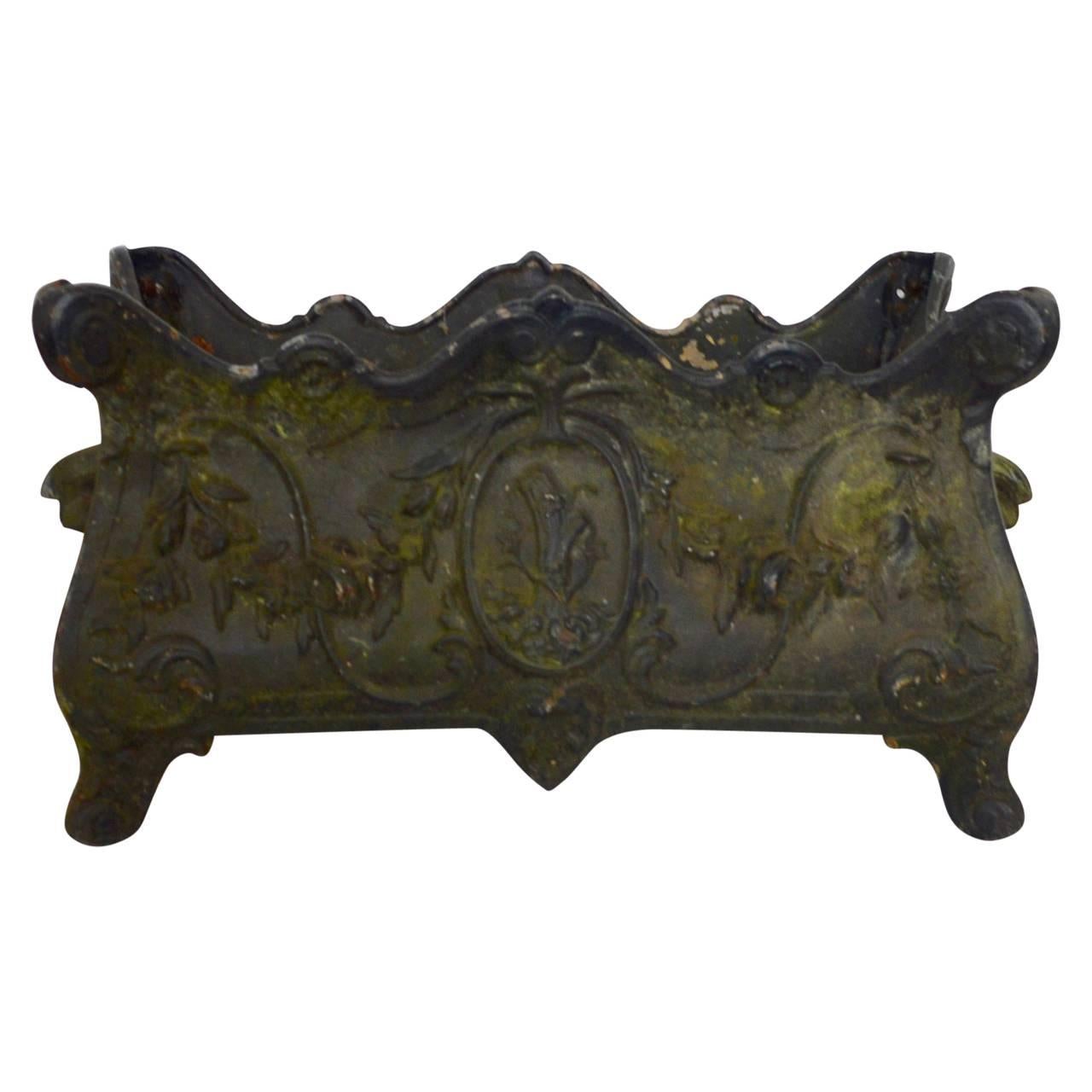 Large Swedish 19th Century Rectangular Cast Iron Planter For Sale