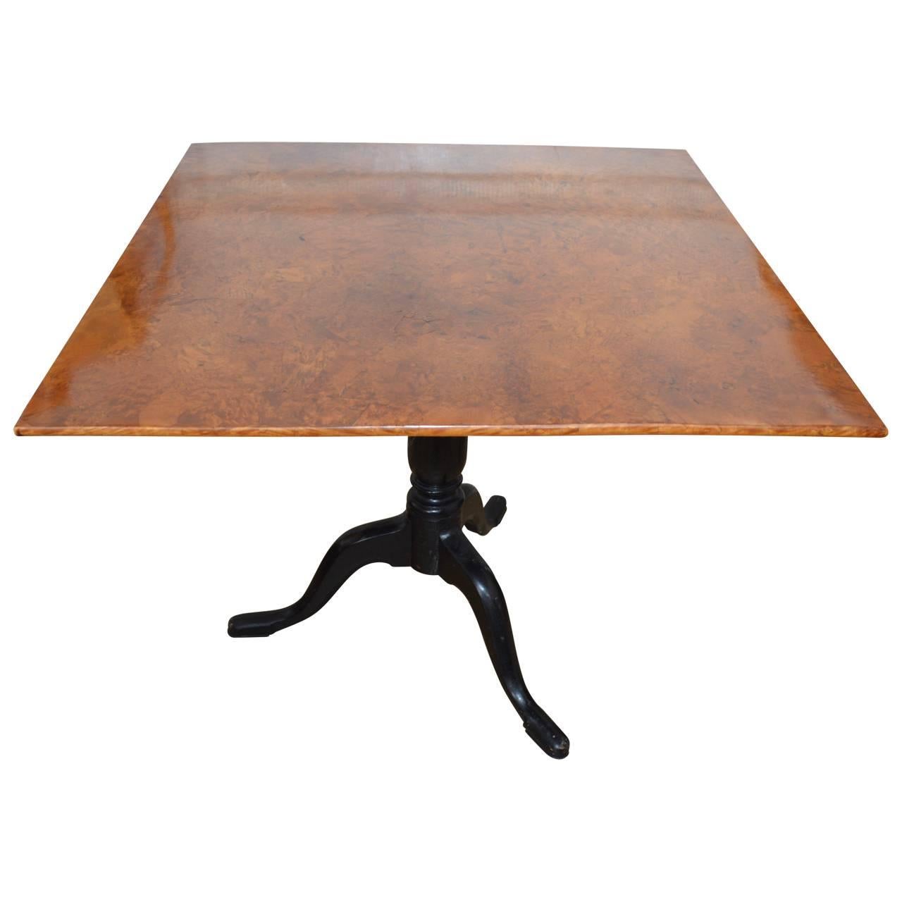 19th Century Swedish Burl-wood Tilt-Top Table For Sale 1